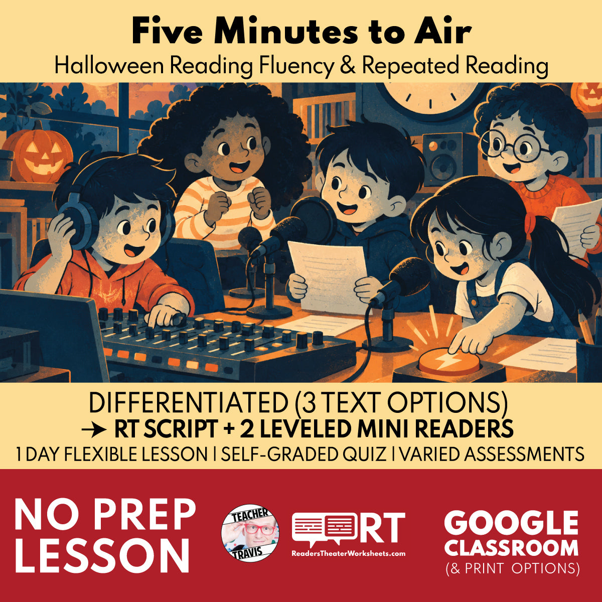 Halloween Reading Fluency Reader's Theater | Five Minutes to Air | Grades 4-5 FREE