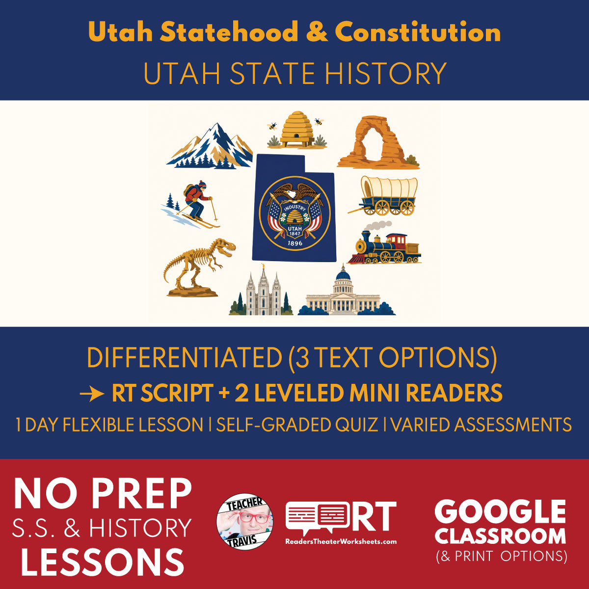 Utah State History | Utah Statehood and the Constitution RT Script and Mini Readers | Grades 3-5