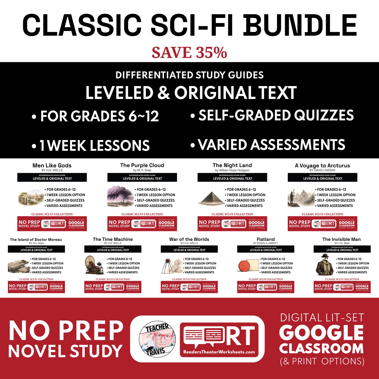 Classic Sci-Fi Study Guides Bundle classroom resource bundle cover