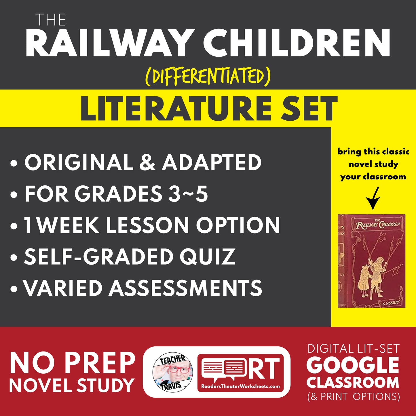 The Railway Children Differentiated Novel Study | Nesbit | Literature Set for Grades 3 to 5 cover image