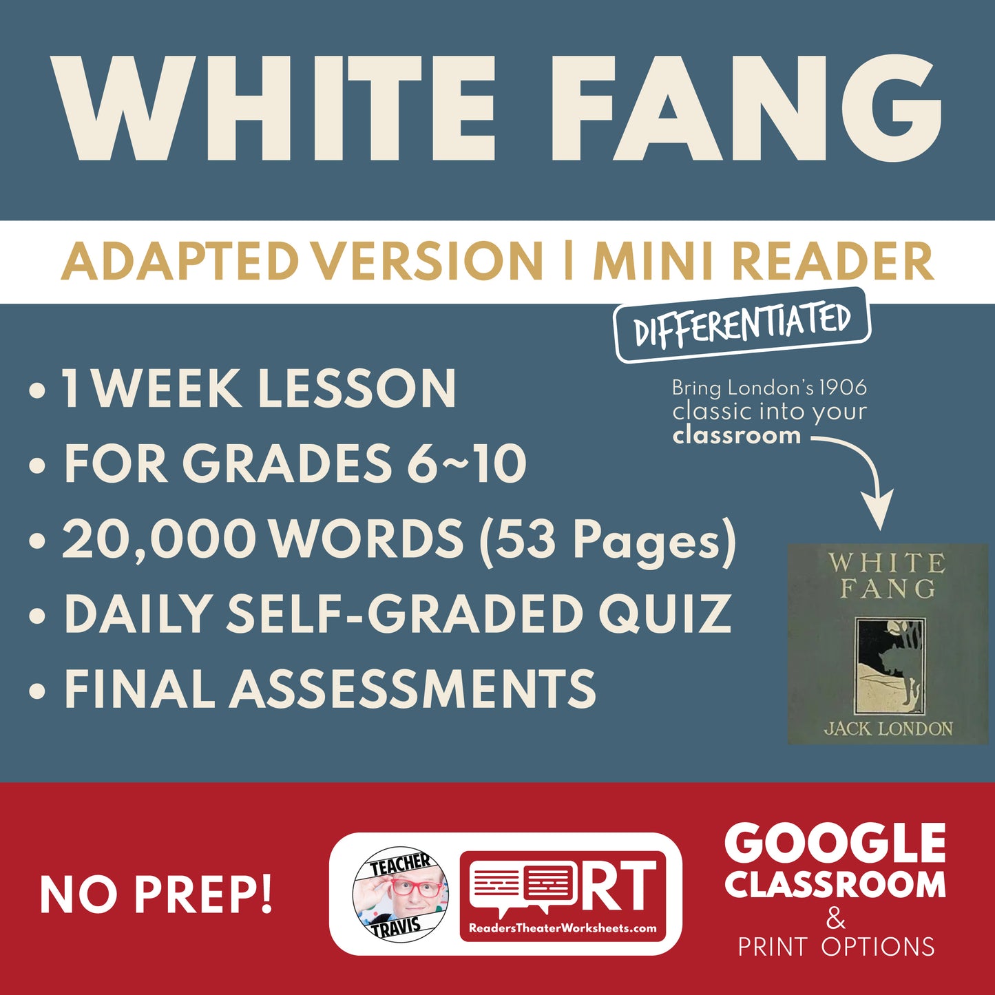 White Fang | Full Week Lesson | Adapted Version | London | No Prep cover image
