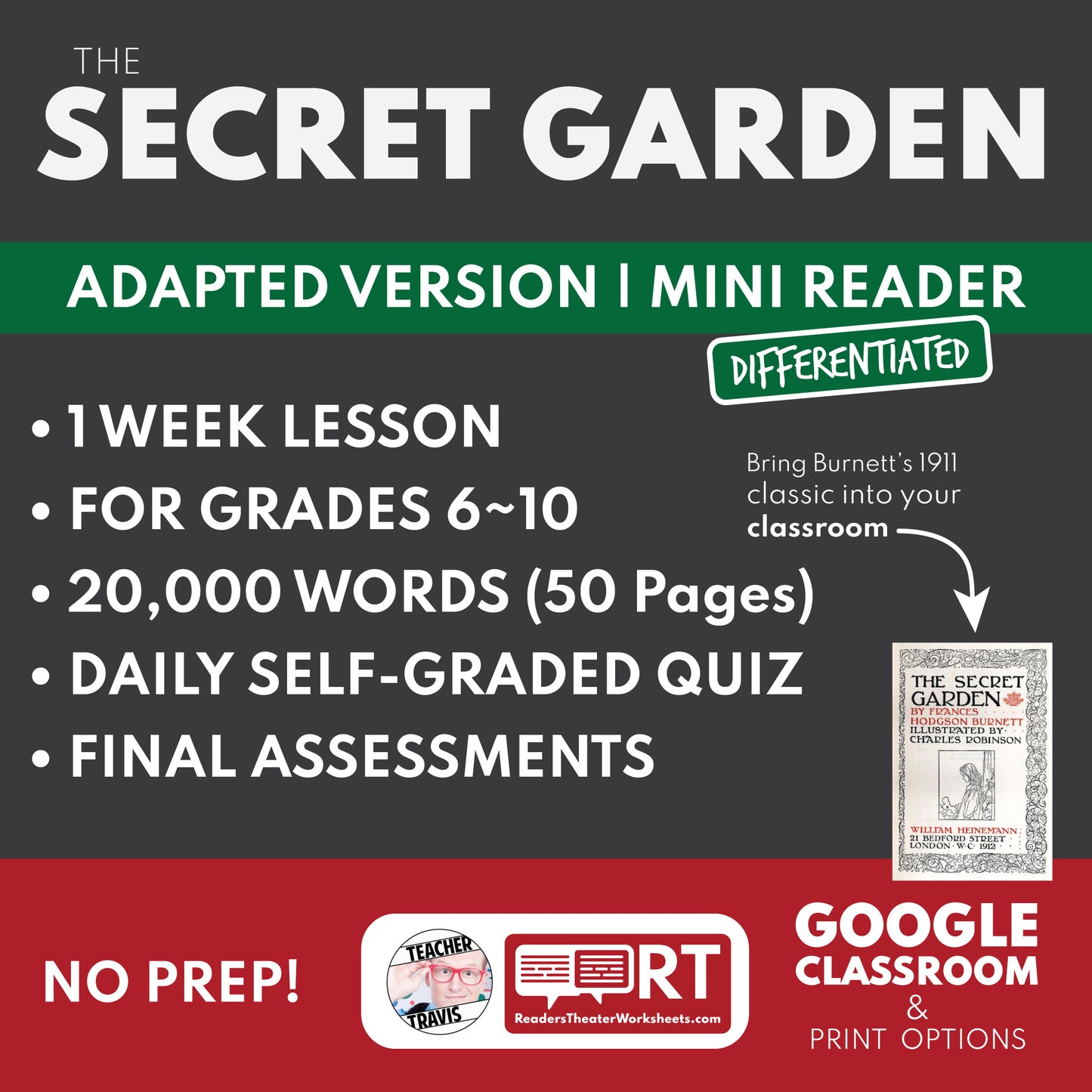 The Secret Garden | Full Week Lesson | Adapted Version | Burnett | No Prep cover image