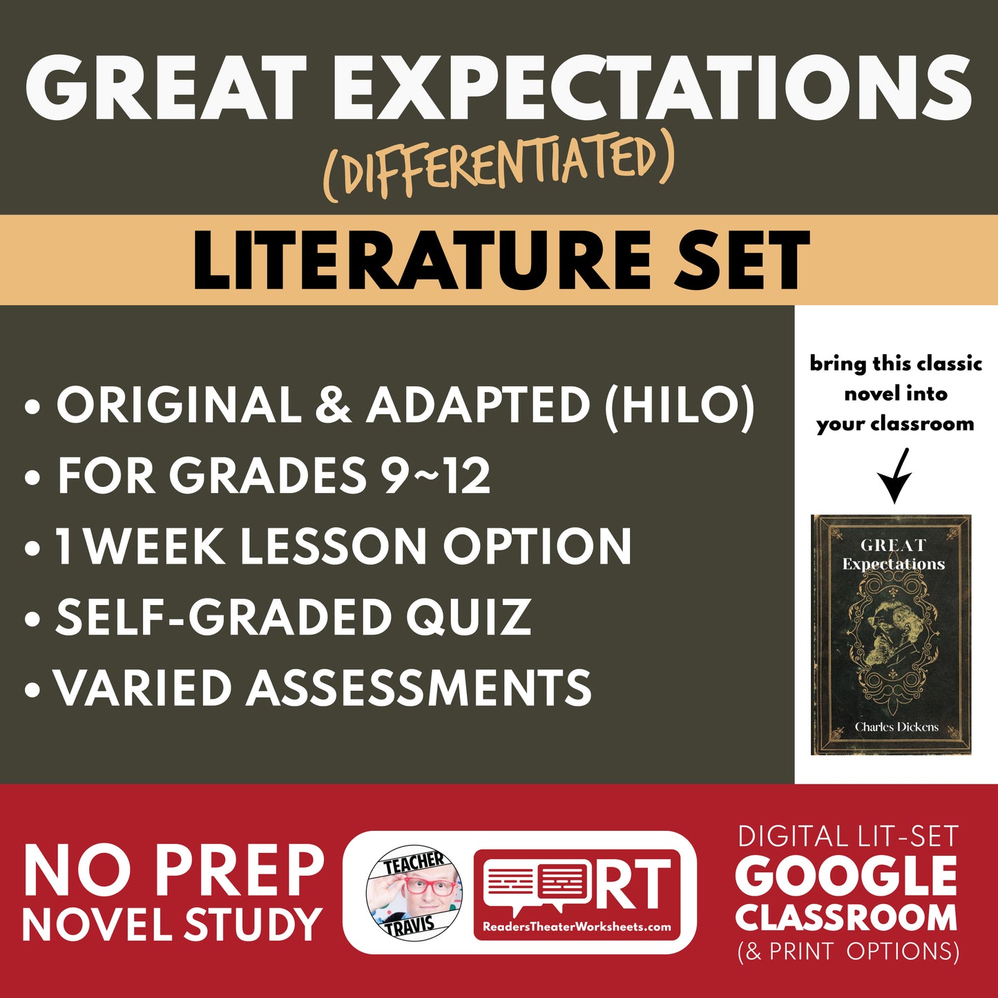 Great Expectations Differentiated Novel Study | ELA Literature | Dickens Lit Set for High School cover image