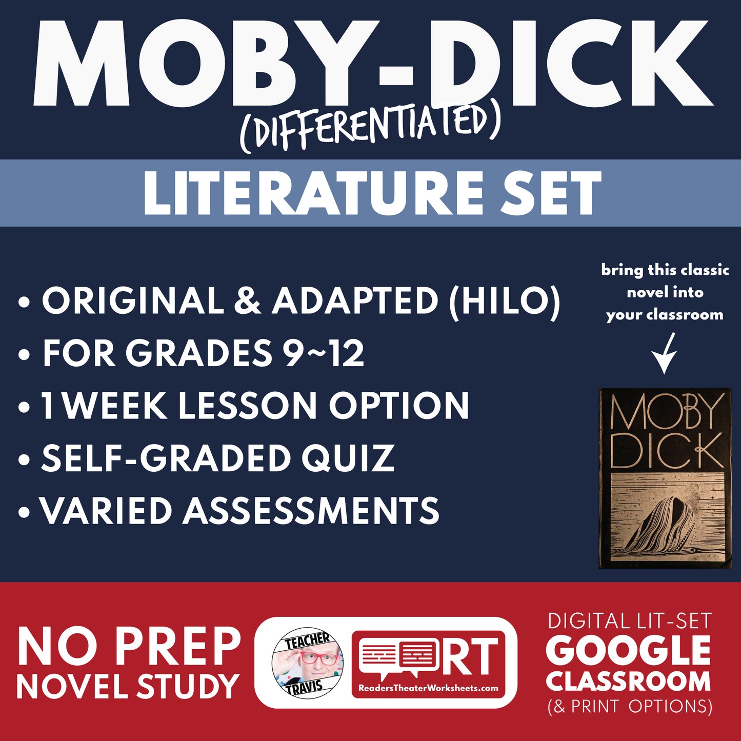 Moby-Dick Differentiated Novel Study | ELA Literature | Melville Lit Set for High School cover image