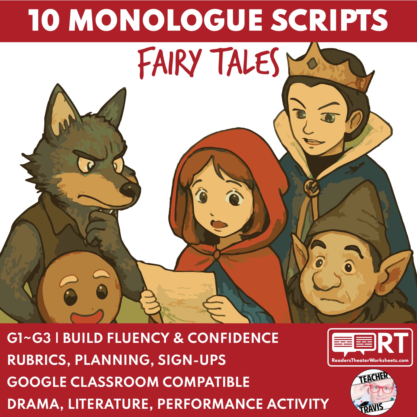 10 FREE Short Fairy Tale Monologue Scripts for Grades 1 to 3 | No Prep | Print & Go!