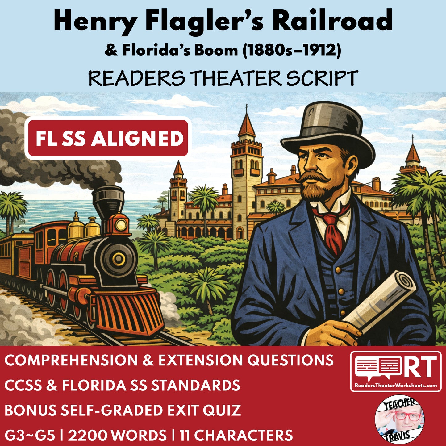 Florida State History | Henry Flagler’s Railroad and Florida’s Boom Readers Theater Script | Grades 3-5 cover image