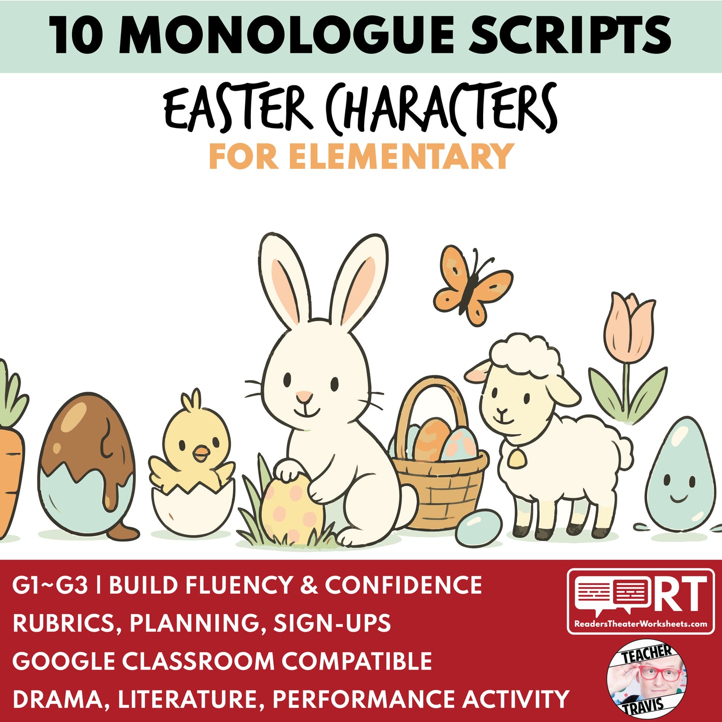 10 Easter Monologues | 10 Short Scripts For Grades 1 to 3 | No Prep Activity PDF