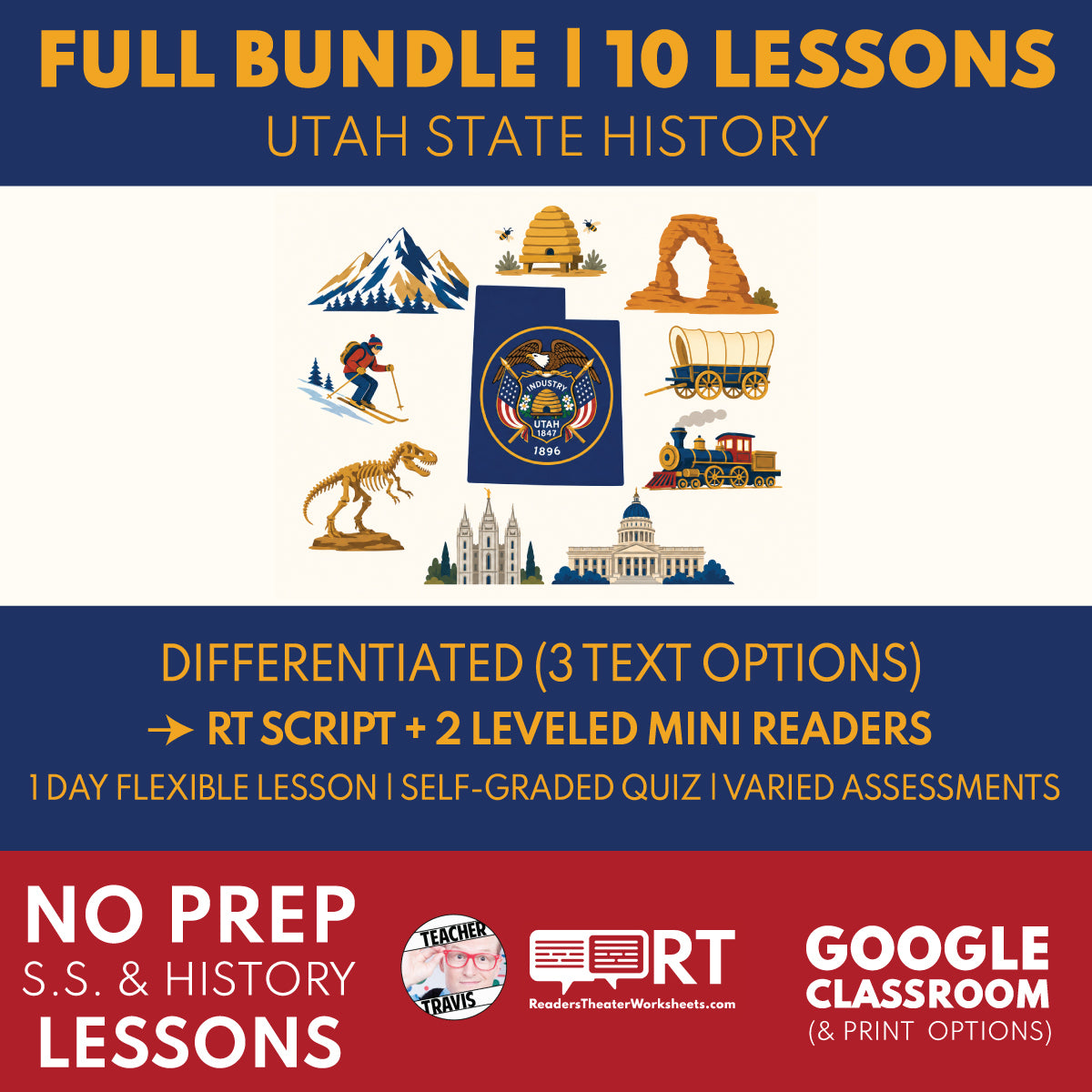 Utah State History Mini Unit Bundle RT Script Mini Readers Grades 3-5