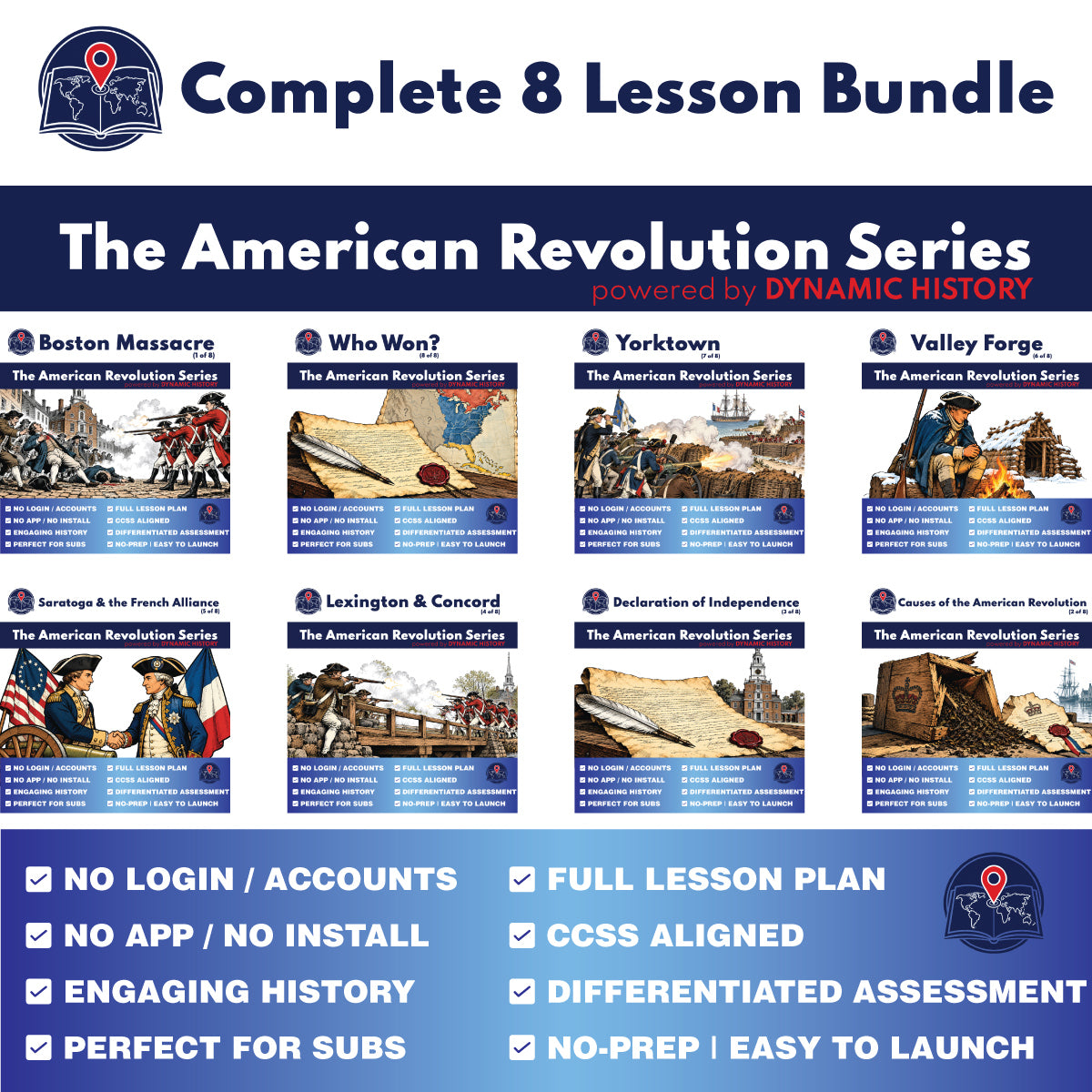 The American Revolution Complete Bundle - 8 Dynamic History Modules - Grades 6~8