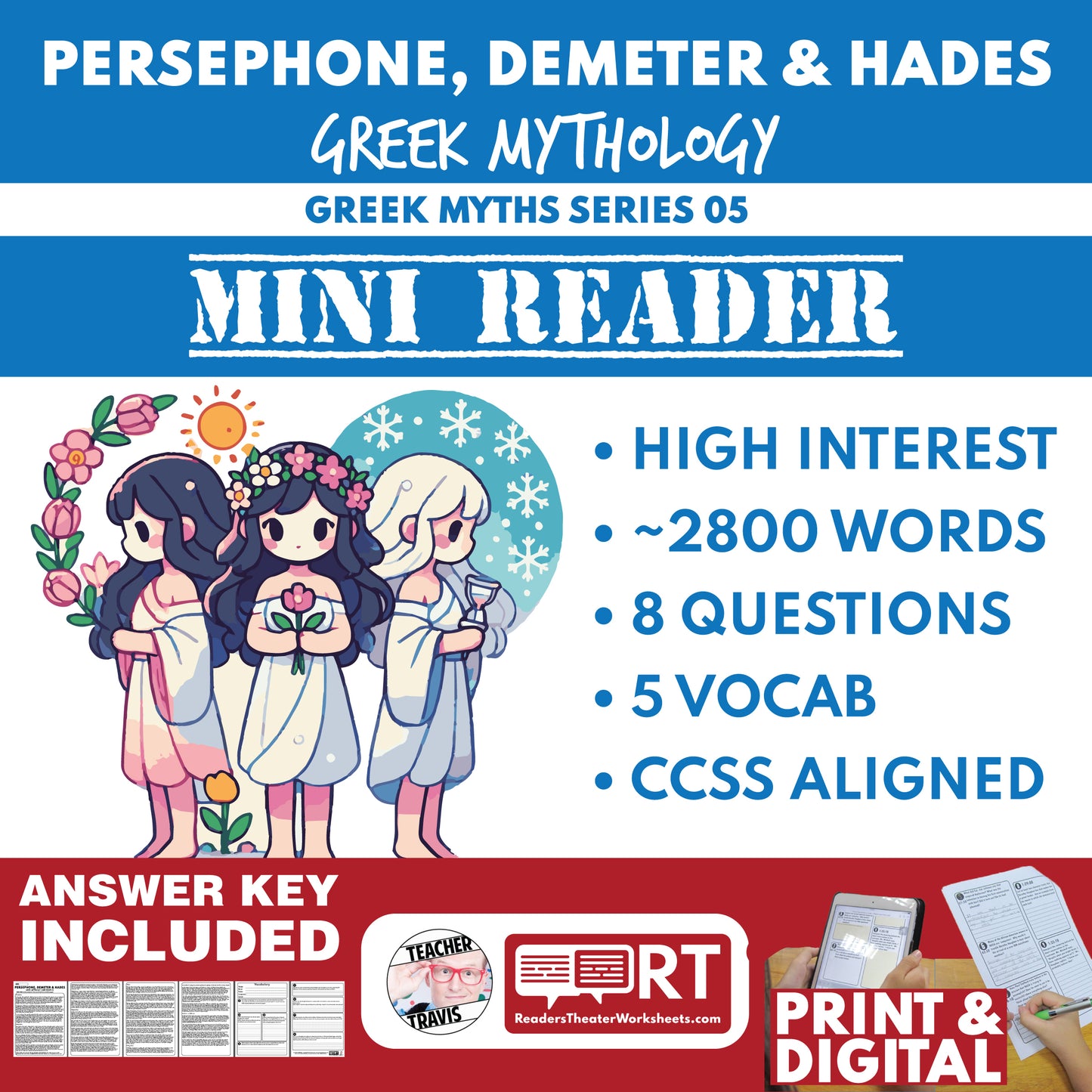 Persephone, Demeter, and Hades — Greek Mythology Mini Reader #05 | Grades 6–12 cover image