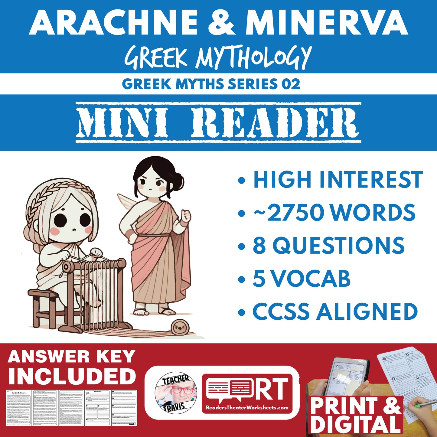 Arachne and Athena — Greek Mythology Mini Reader #02 | Grades 6–12 cover image