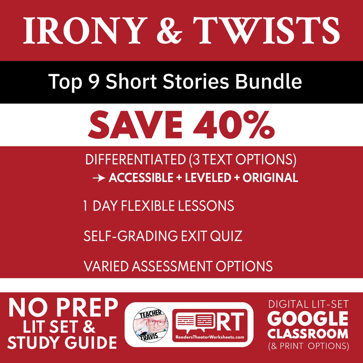Irony & Twist Endings Short Story Study Guides Bundle classroom resource bundle cover