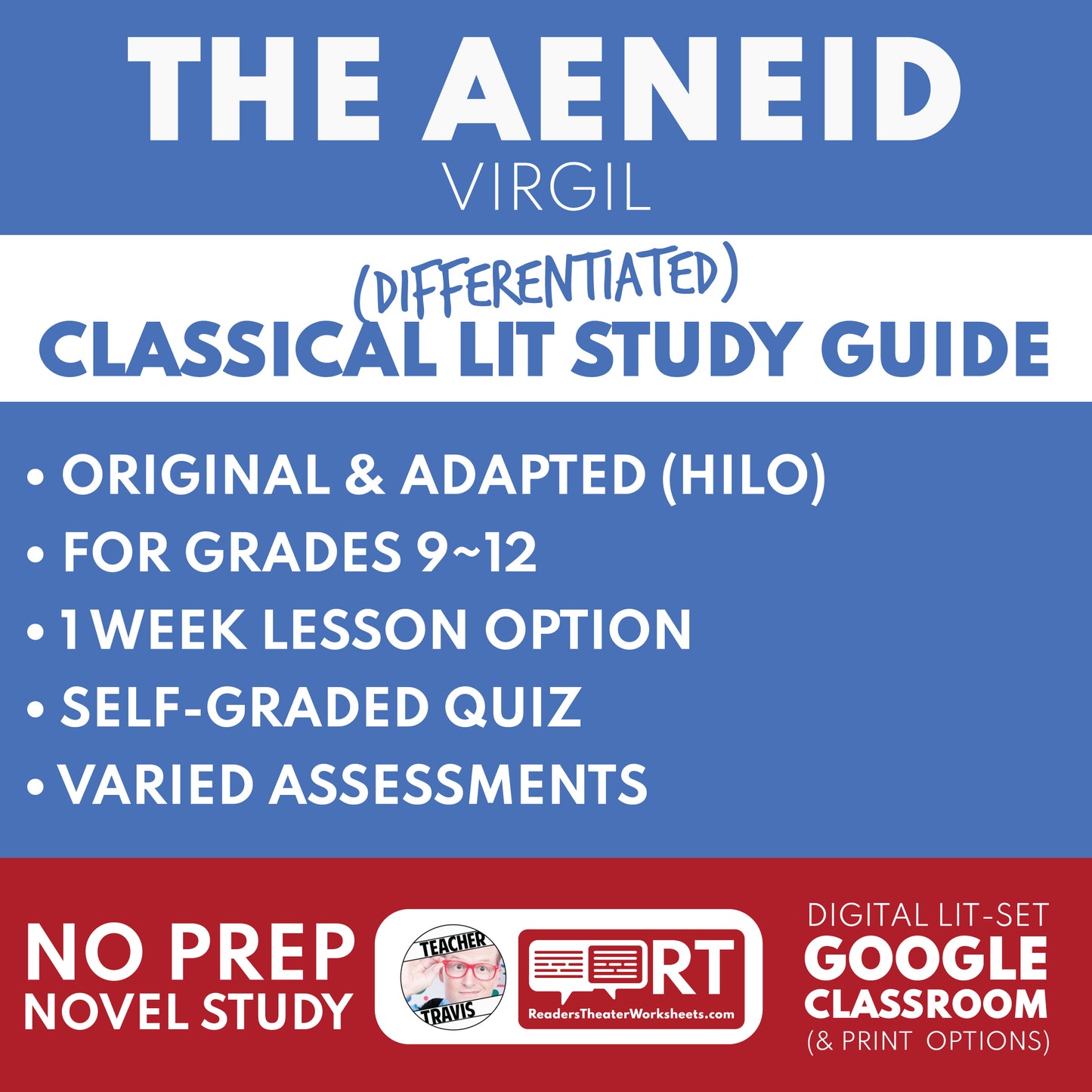 The Aeneid by Virgil Differentiated Classical Lit Study Guide for Grades 9 to 12 cover image