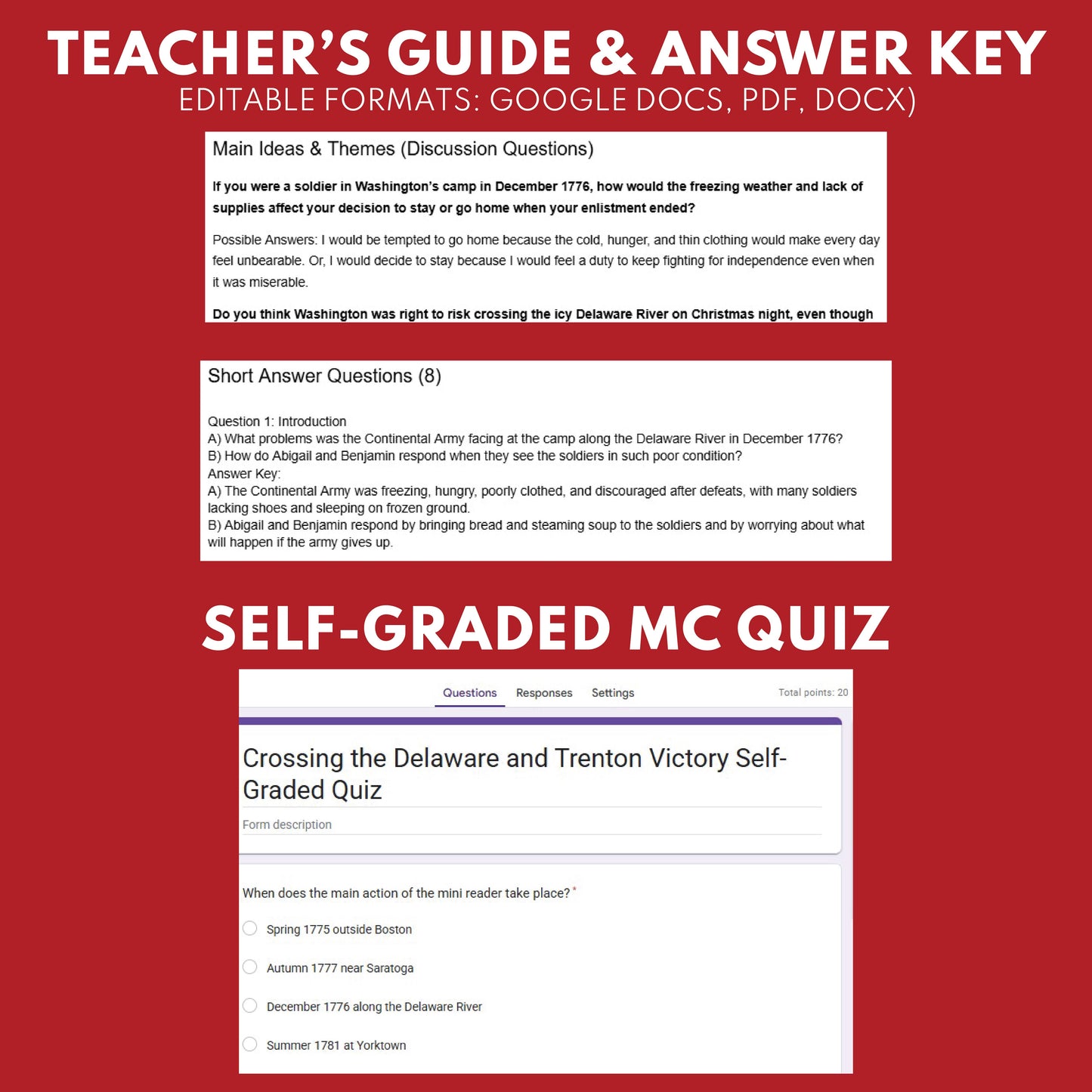 Crossing the Delaware and the Trenton Victory U.S. History Mini Reader Lesson for Grade 5-8