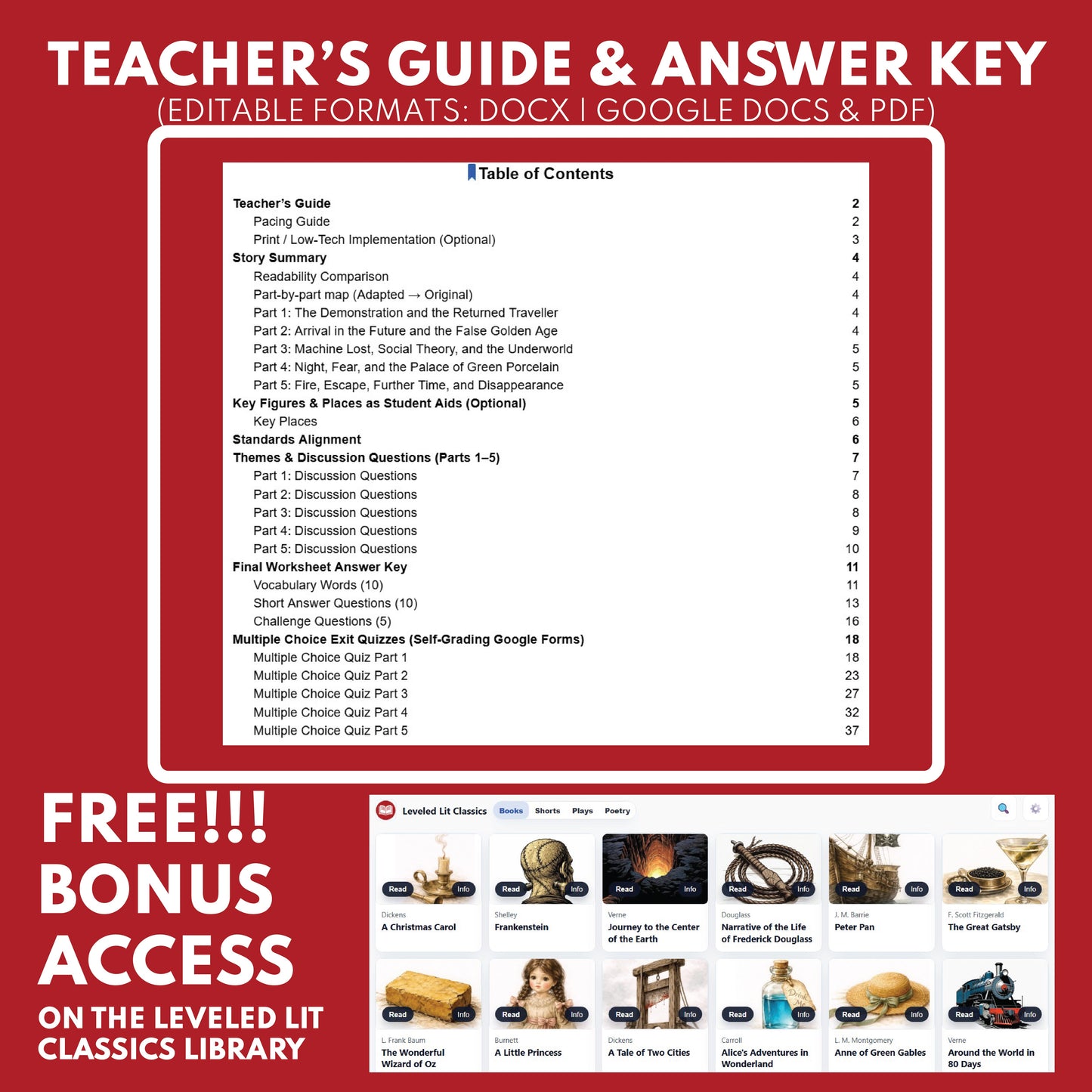 Preview page for the The Time Machine Study Guide study guide