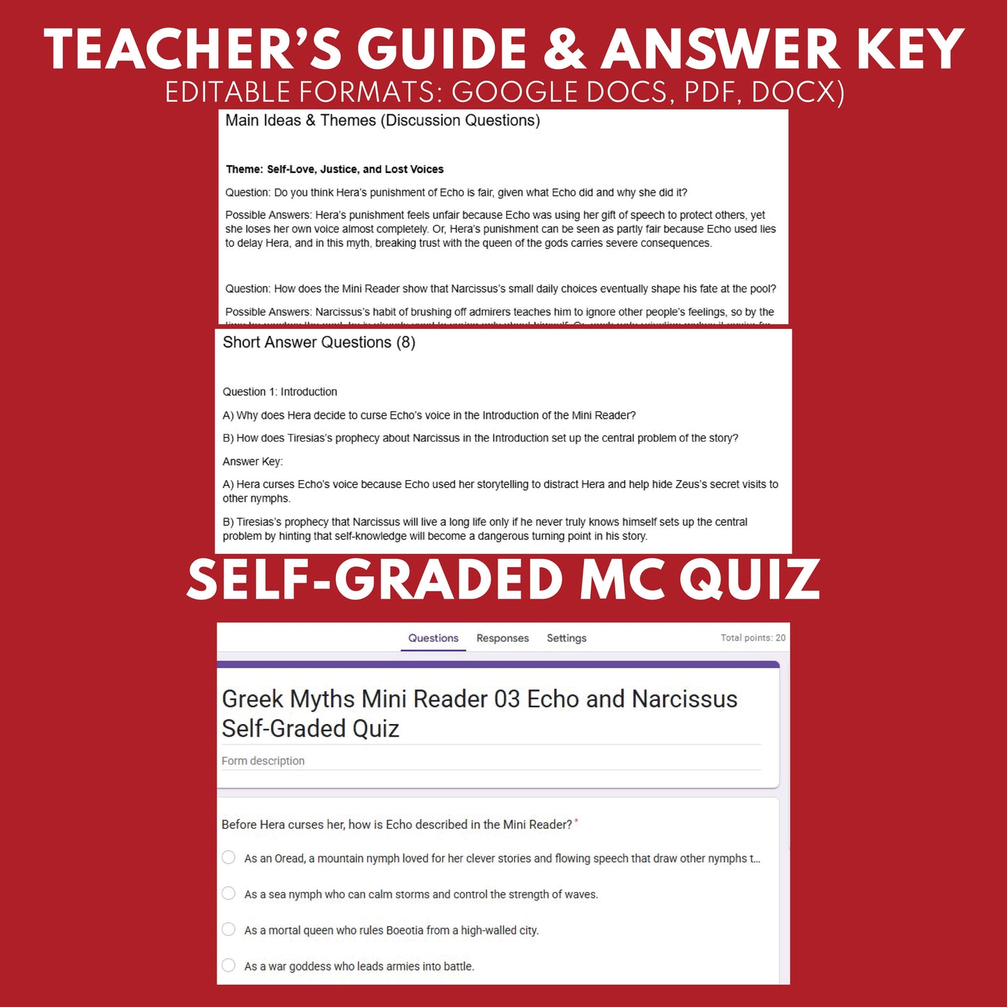 Echo and Narcissus — Greek Mythology Mini Reader #03 | Grades 6–12