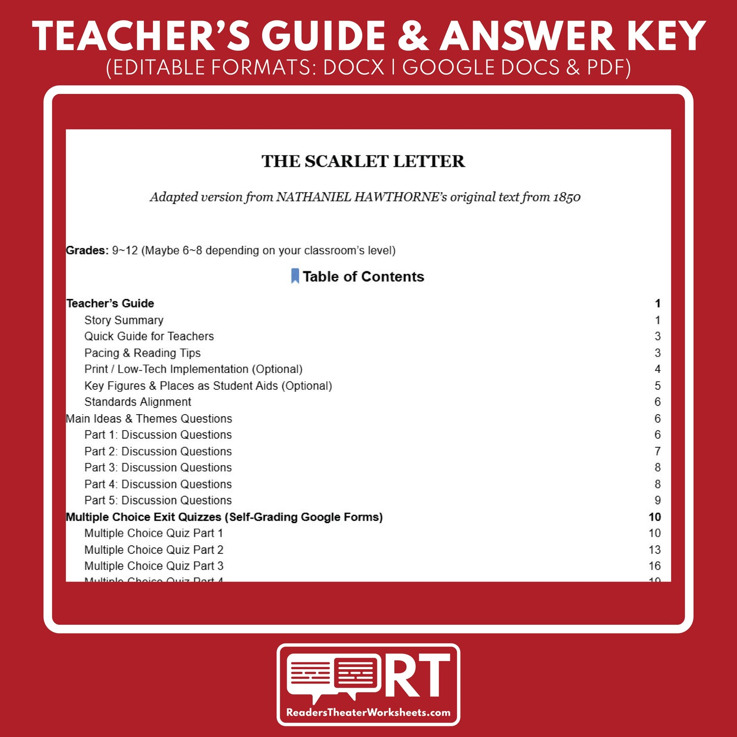 The Scarlet Letter Differentiated Novel Study | ELA Literature | Hawthorne Lit Set for High School