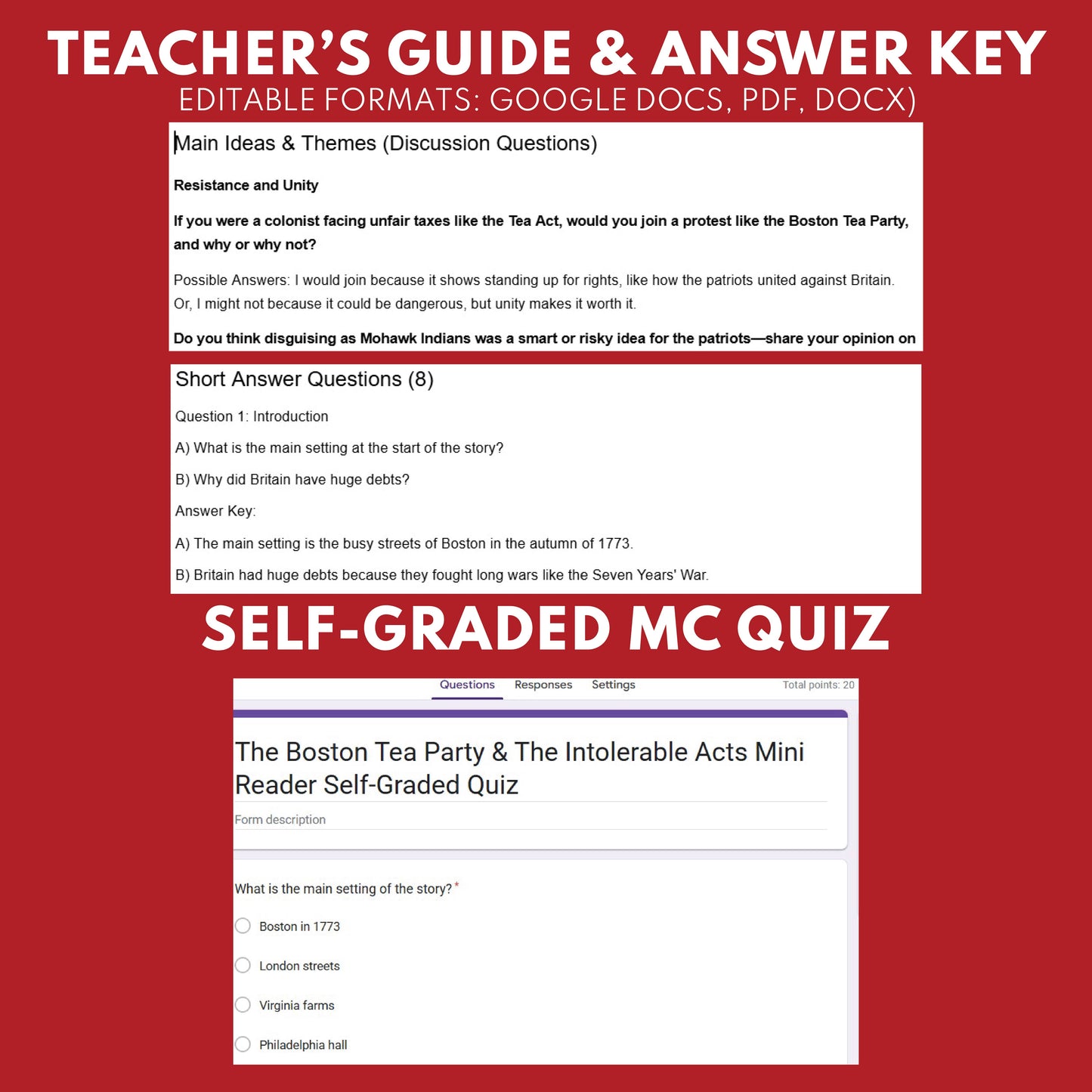 The Boston Tea Party & Intolerable Acts | FREE U.S. History Mini Reader Lesson for Grade 5+