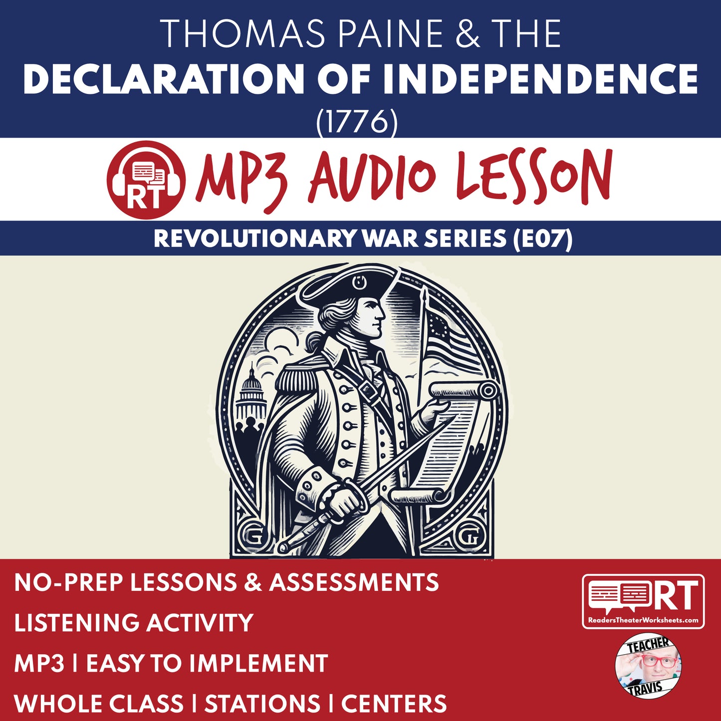 Thomas Paine and the Declaration of Independence (1776) — Revolutionary War Audio Lesson | Grades 5–8 cover image