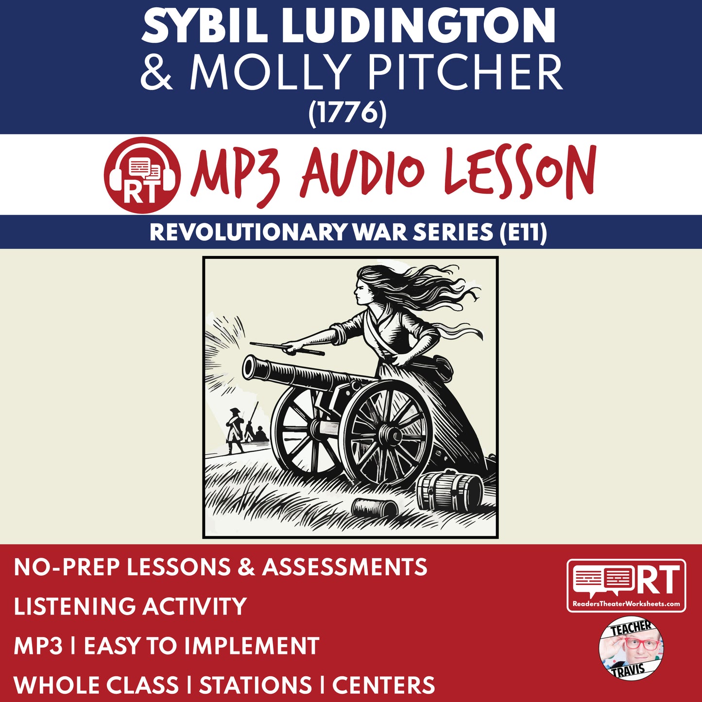 Sybil Ludington and Molly Pitcher (1777) — Revolutionary War Audio Lesson | Grades 5–8 cover image