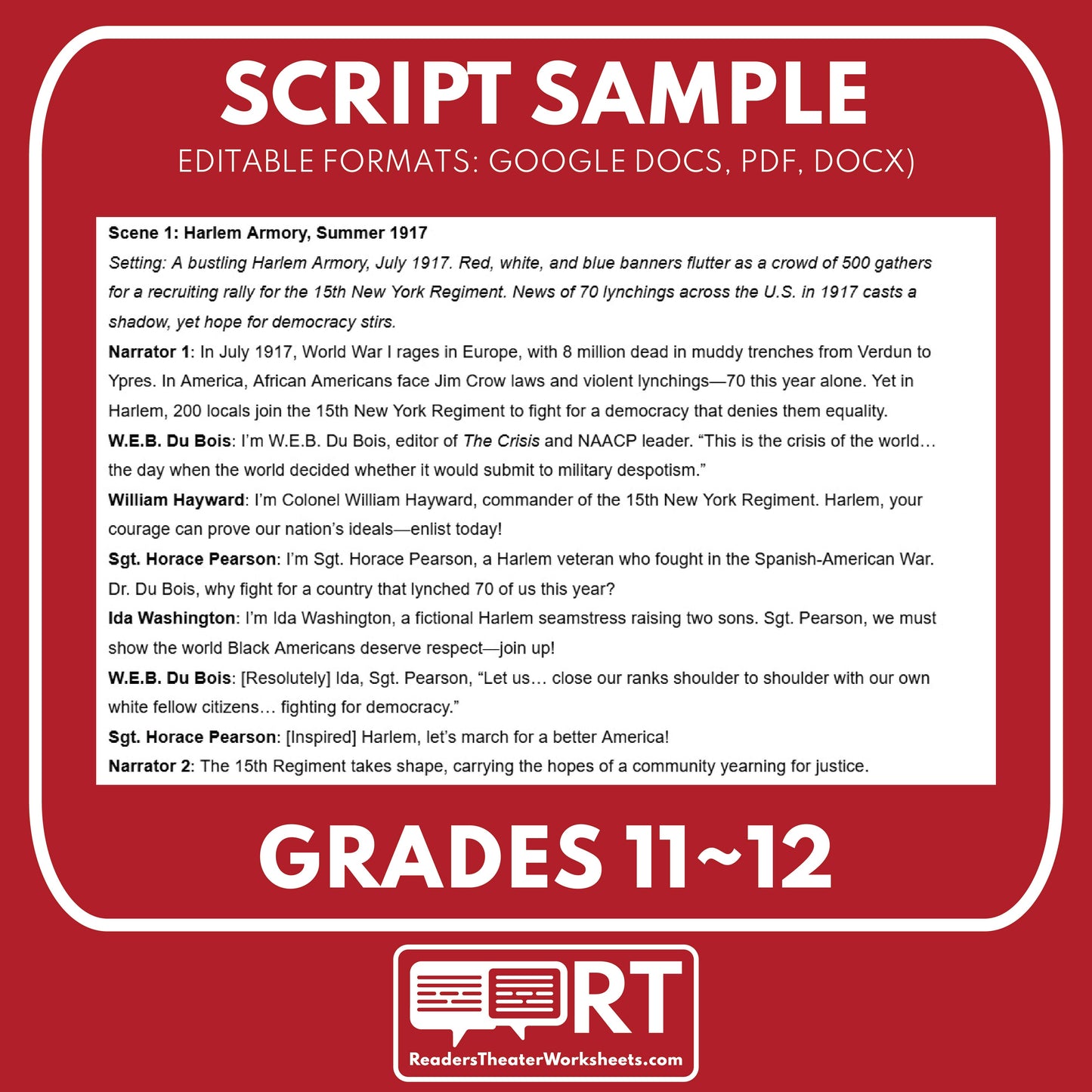 Harlem Hellfighters & Civil Rights – Readers Theater Script (Grades 11-12)