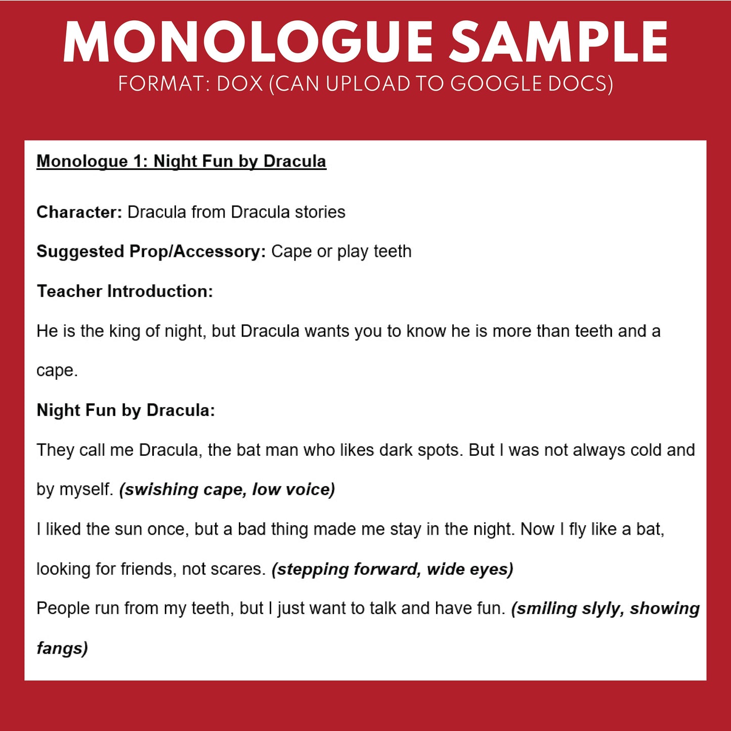 Free Halloween Monologues | 10 Short Scripts For Grades 1 to 3 | No Prep Activity PDF