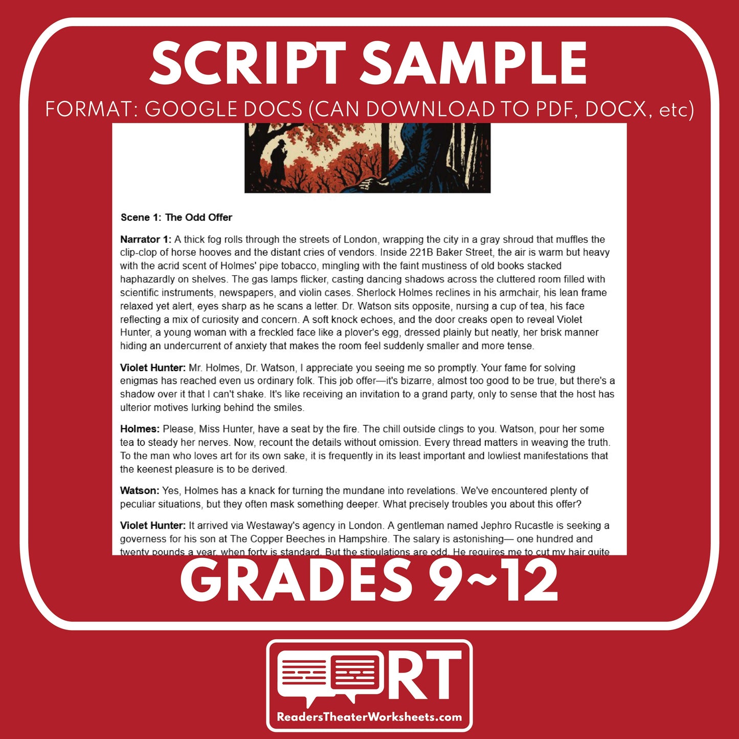 Sherlock Holmes - The Adventure of the Copper Beeches Readers Theater Script for Grades 9 to 12