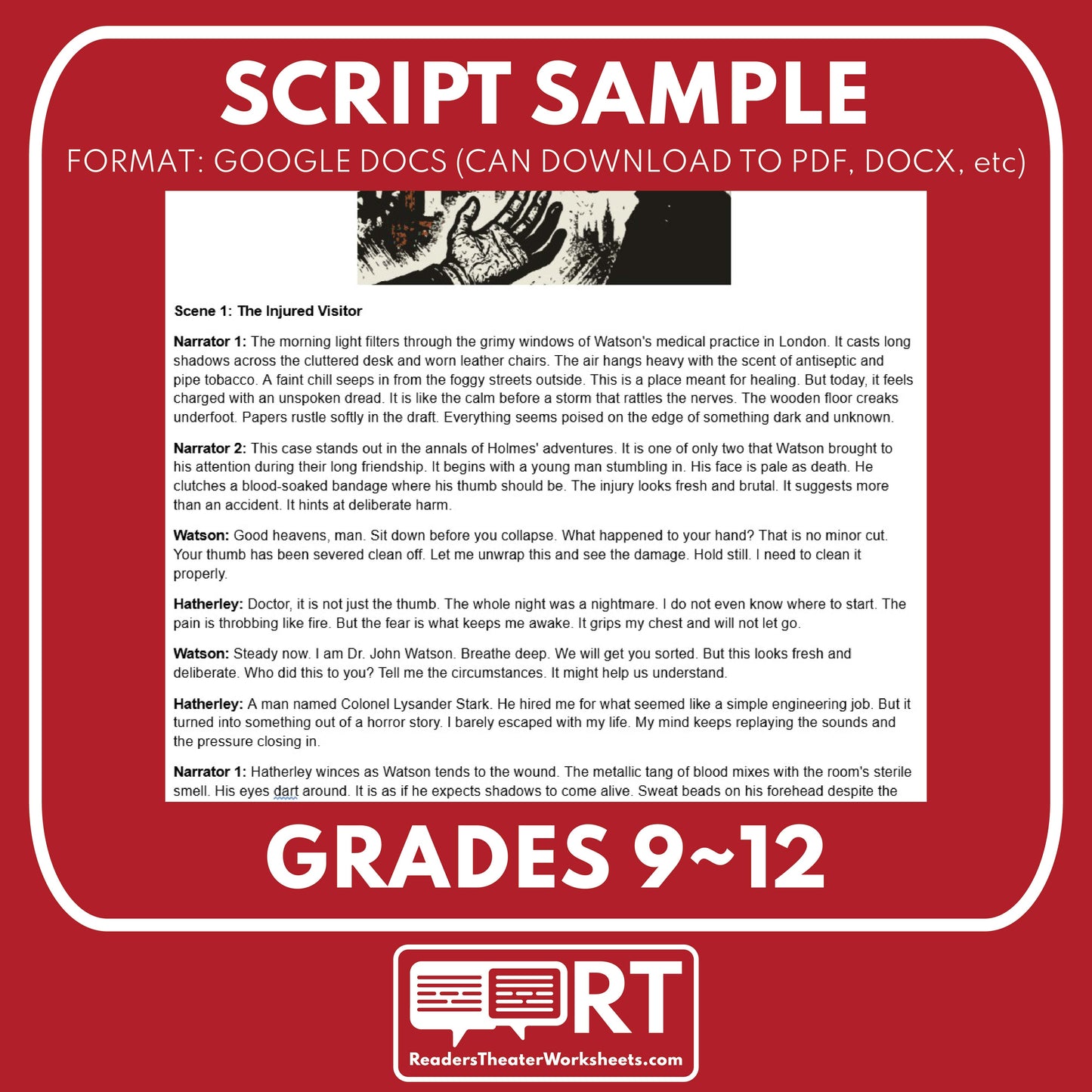 Sherlock Holmes - The Adventure of the Engineer’s Thumb Readers Theater Script for Grades 9 to 12