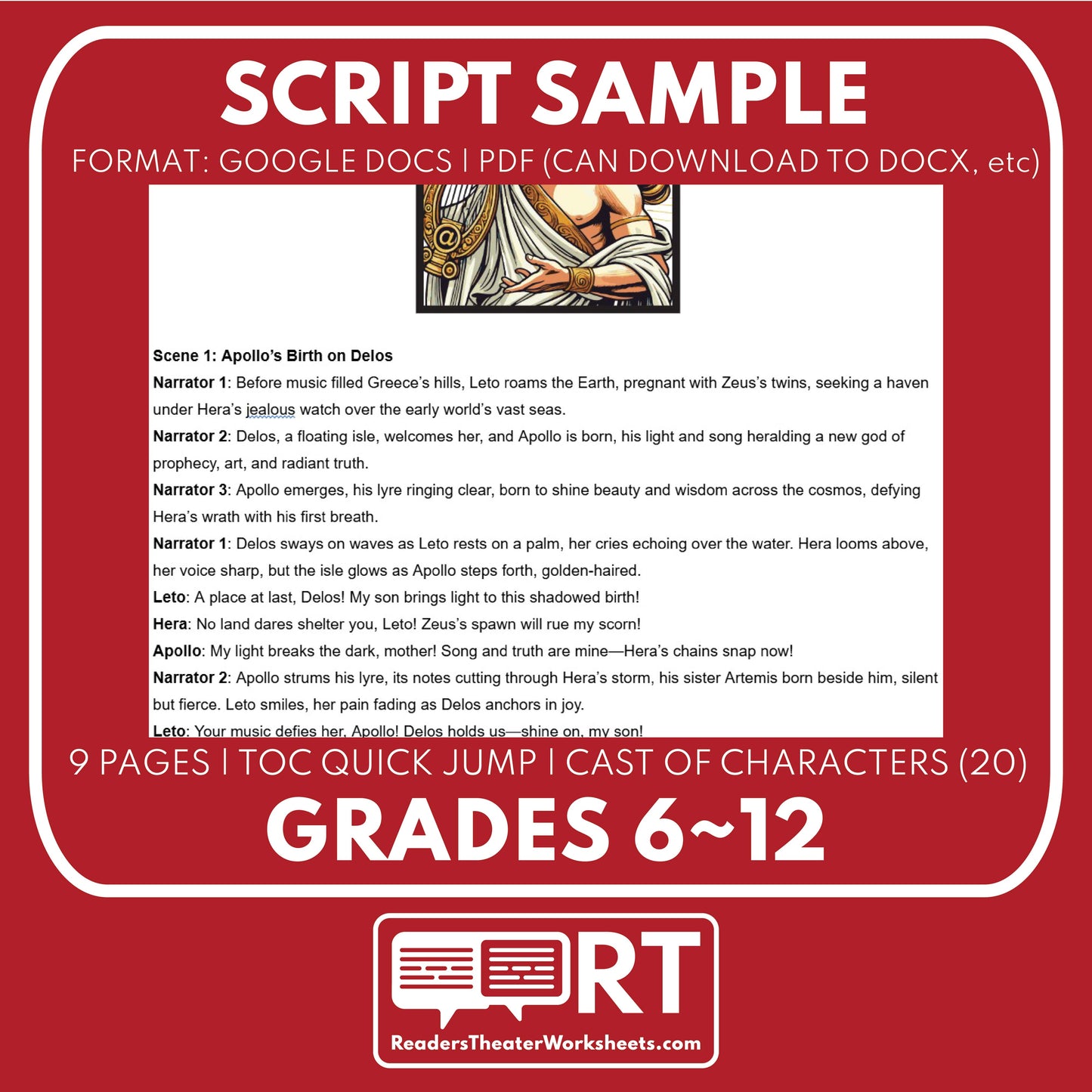 Apollo Reader's Theater Script | The Olympians | Greek Mythology