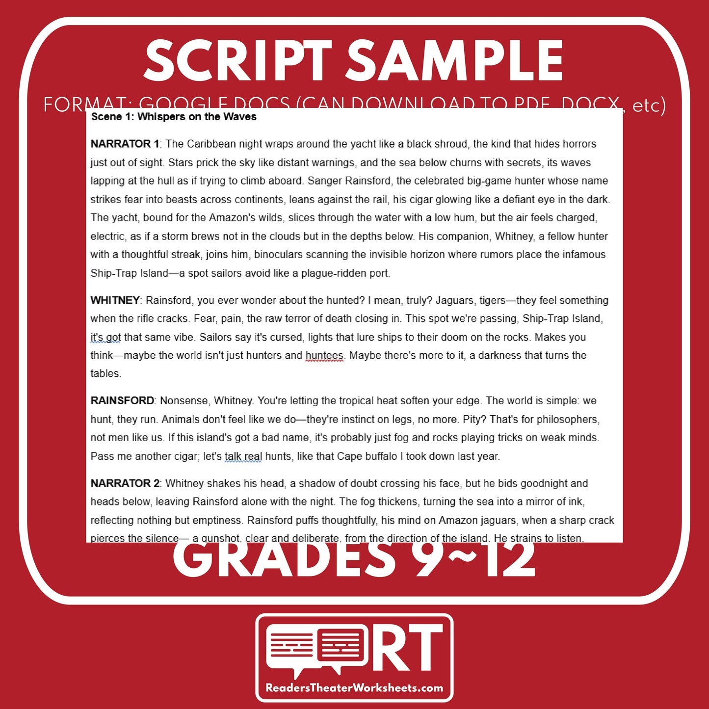 The Most Dangerous Game Readers’ Theater Script | Small Group | Grades 9–12