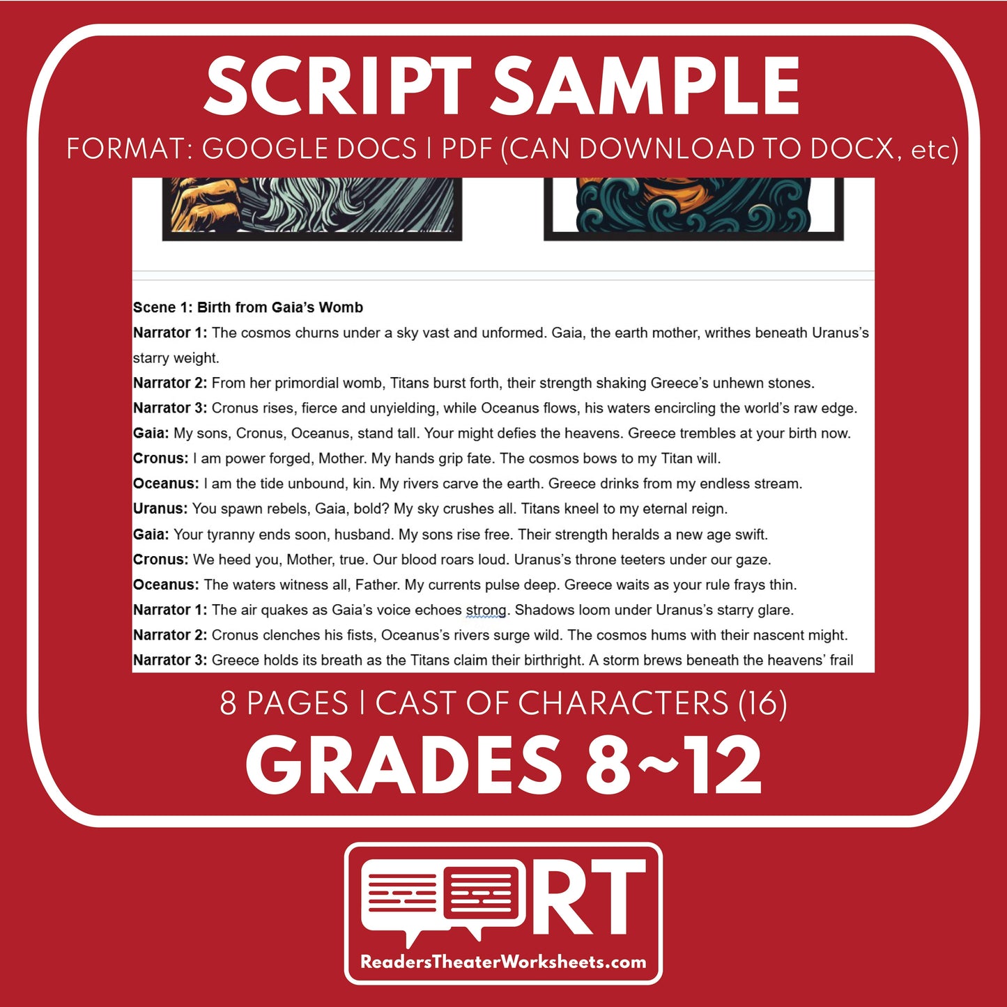 Cronus & Oceanus Reader's Theater Script | Titan Gods | Greek Mythology