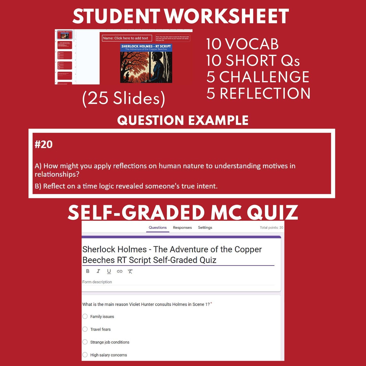 Sherlock Holmes - The Adventure of the Copper Beeches Readers Theater Script for Grades 9 to 12
