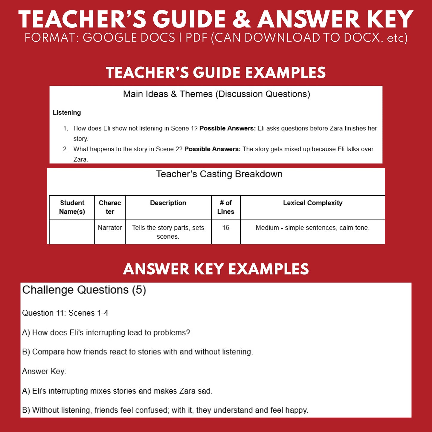 Listening Readers Theater Script SEL for Grades 1 to 3