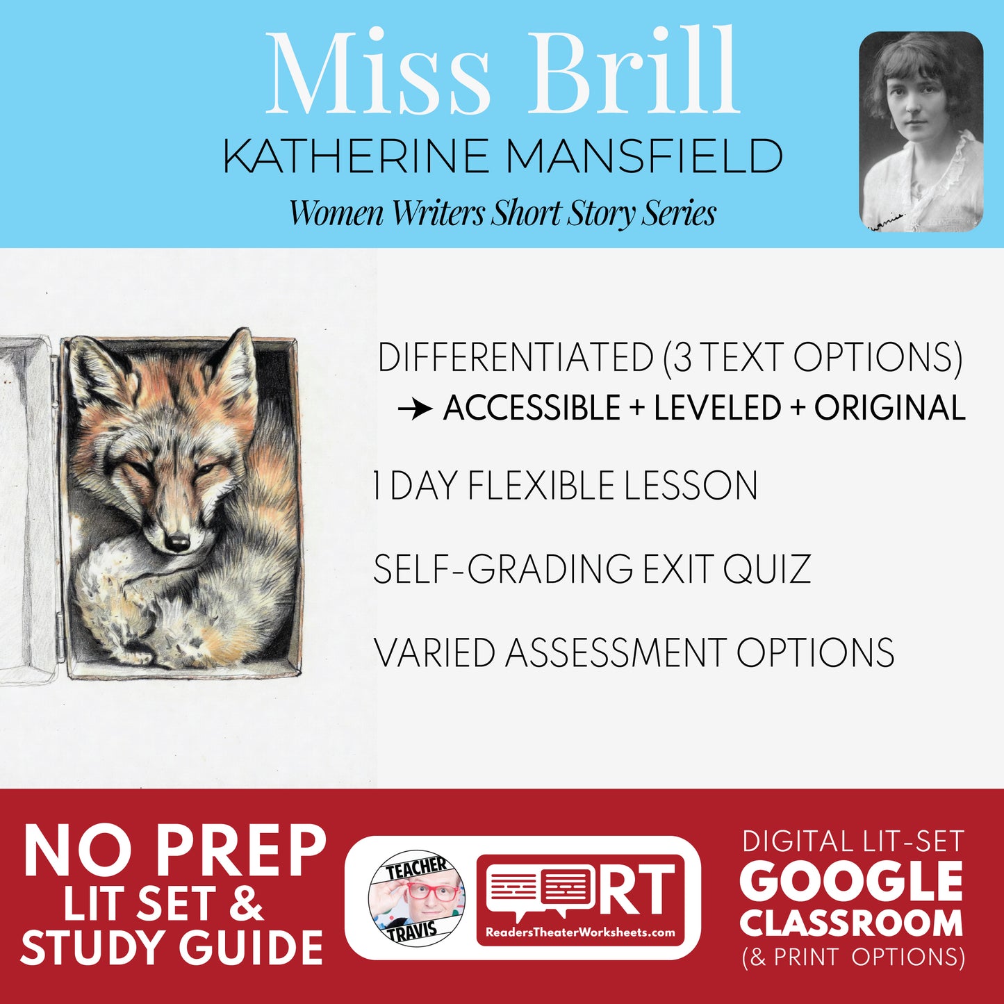 Miss Brill Differentiated Study Guide & Analysis Questions | No Prep | Katherine Mansfield cover image