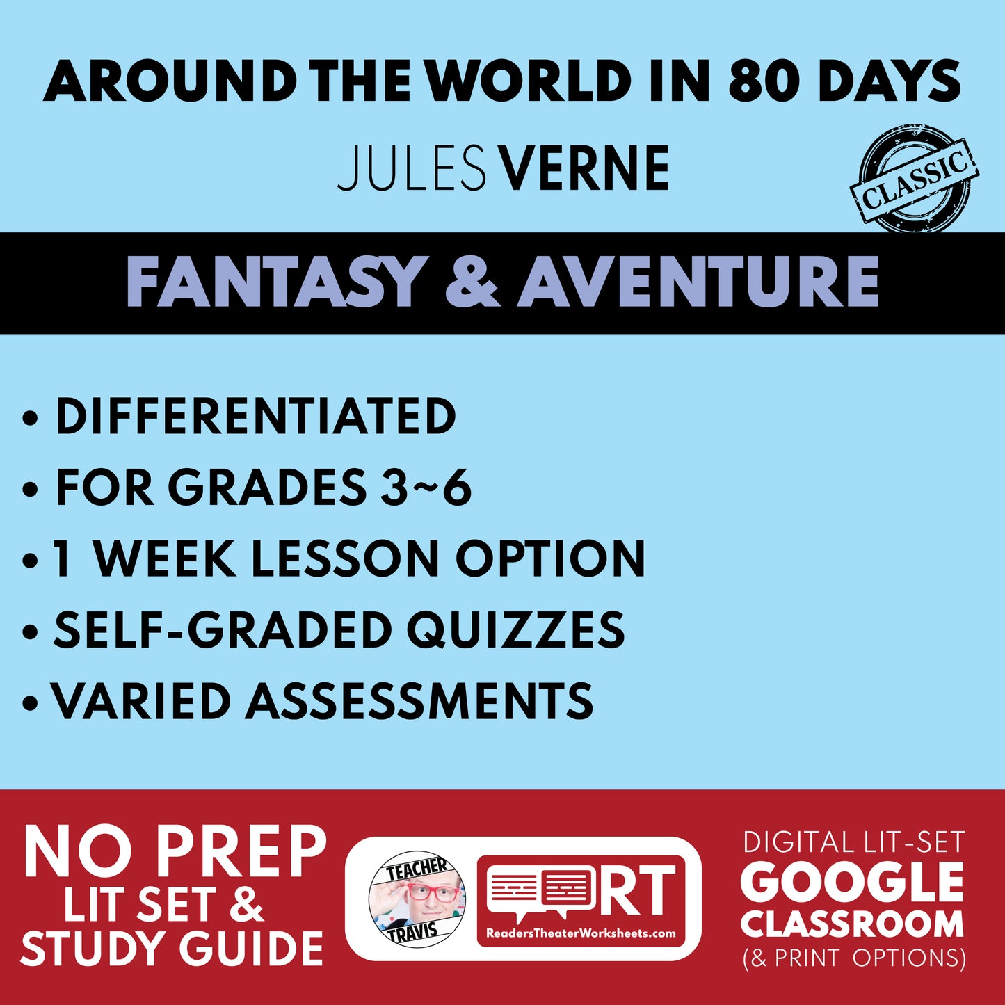 Around the World in 80 Days by Jules Verne Differentiated Study Guide Lit Set for Grades 3 to 5 cover image