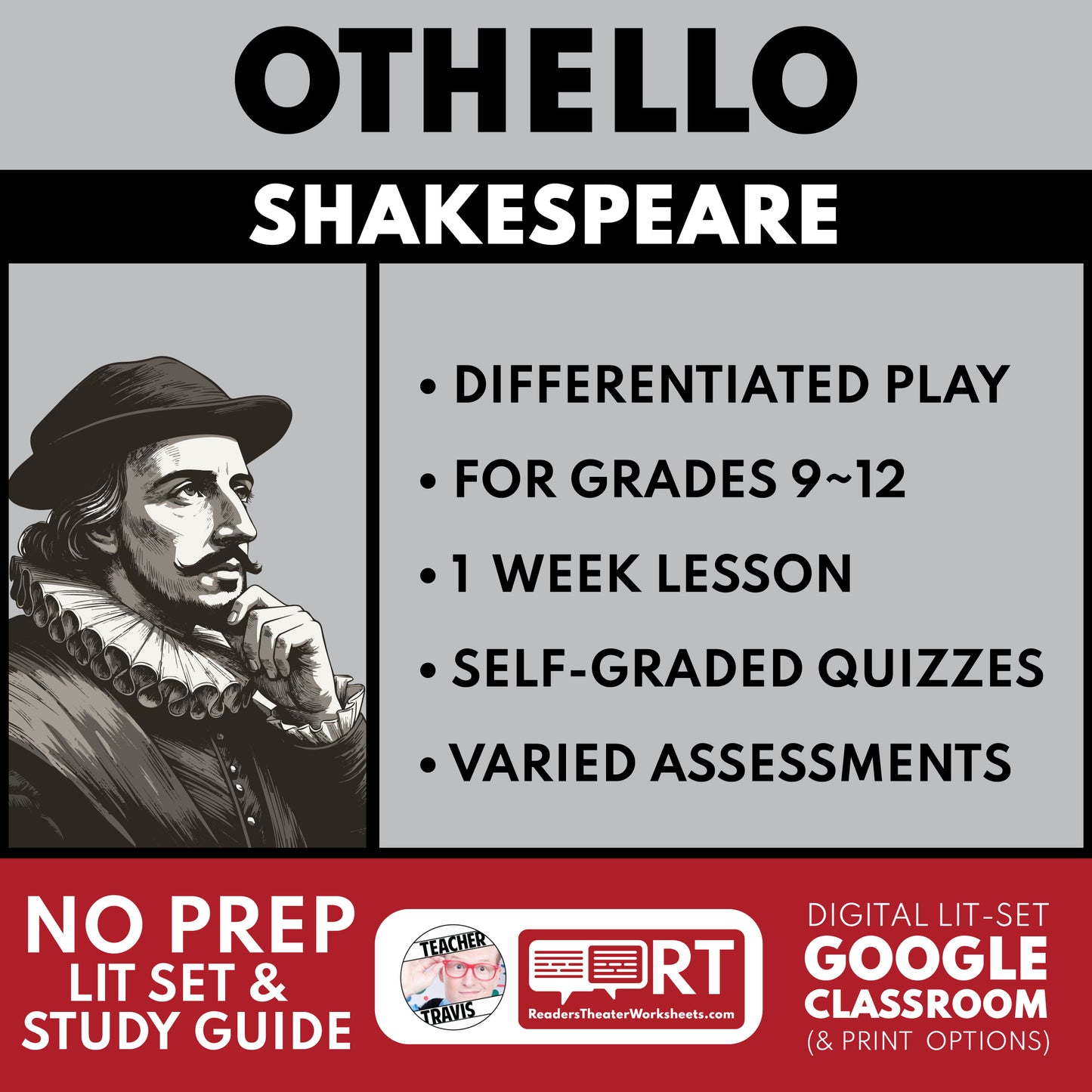 Othello Differentiated Study Guide & Analysis | No Prep Plays | Shakespeare cover image