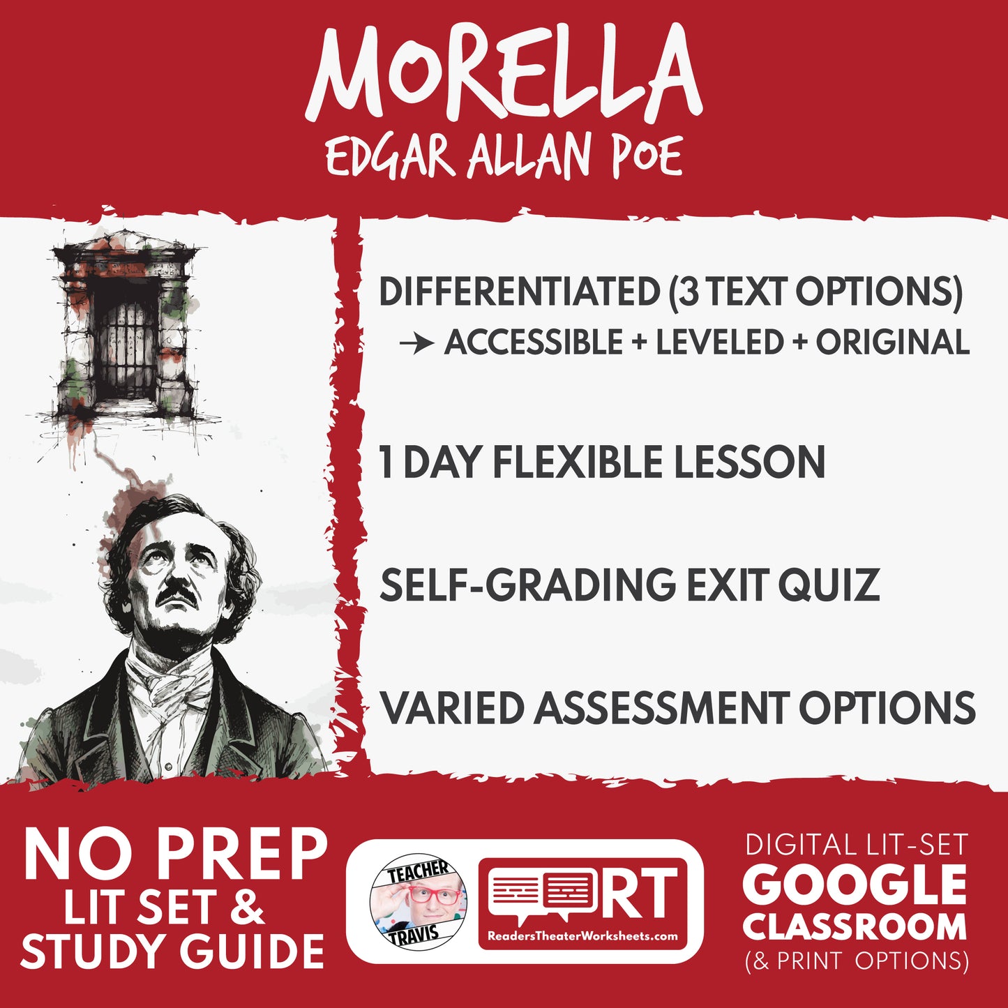 Morella Differentiated Study Guide & Analysis Questions | No Prep | Edgar Allan Poe cover image