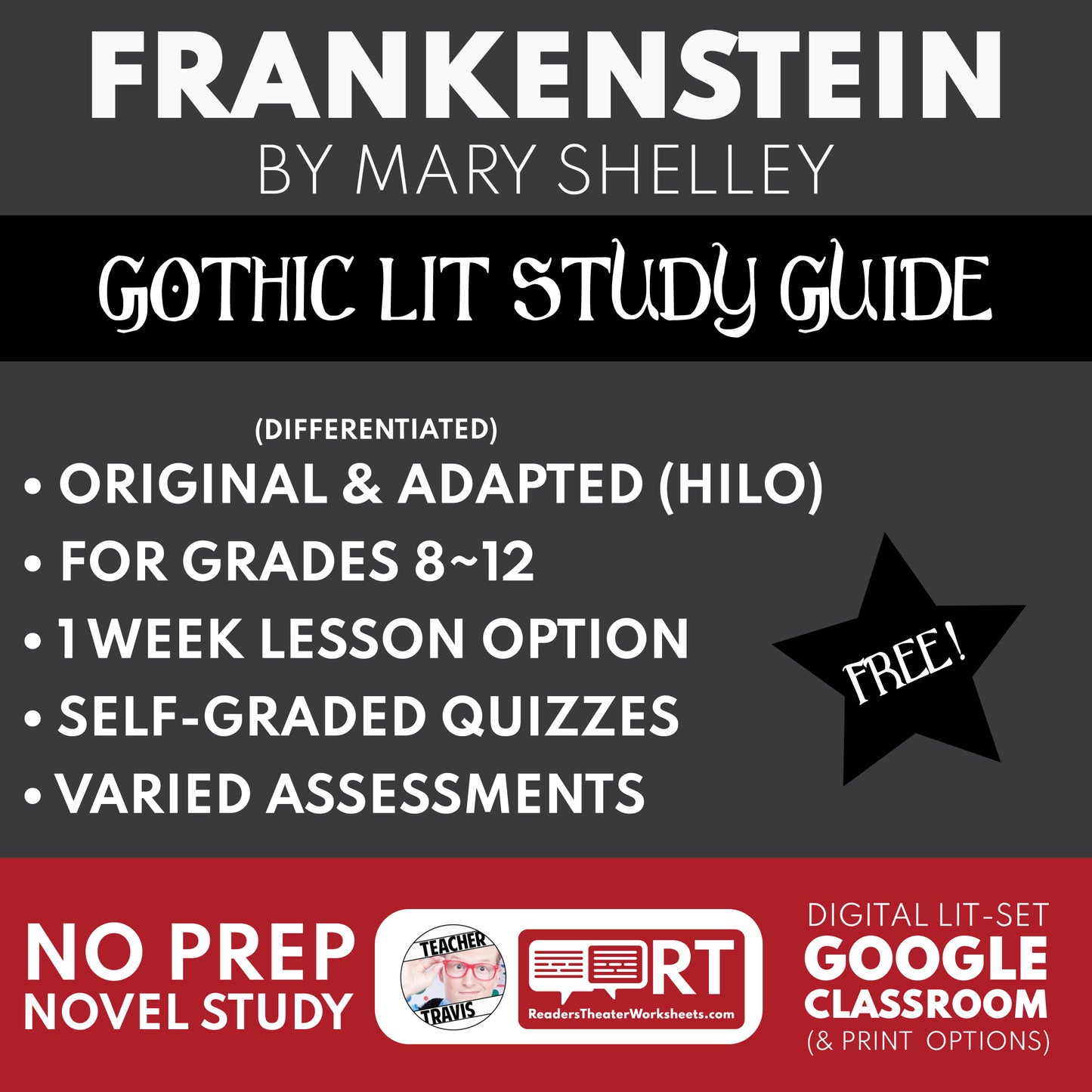 Frankenstein by Mary Shelley | Differentiated Classical Goth Lit Study Guide for Grades 9–12 cover image