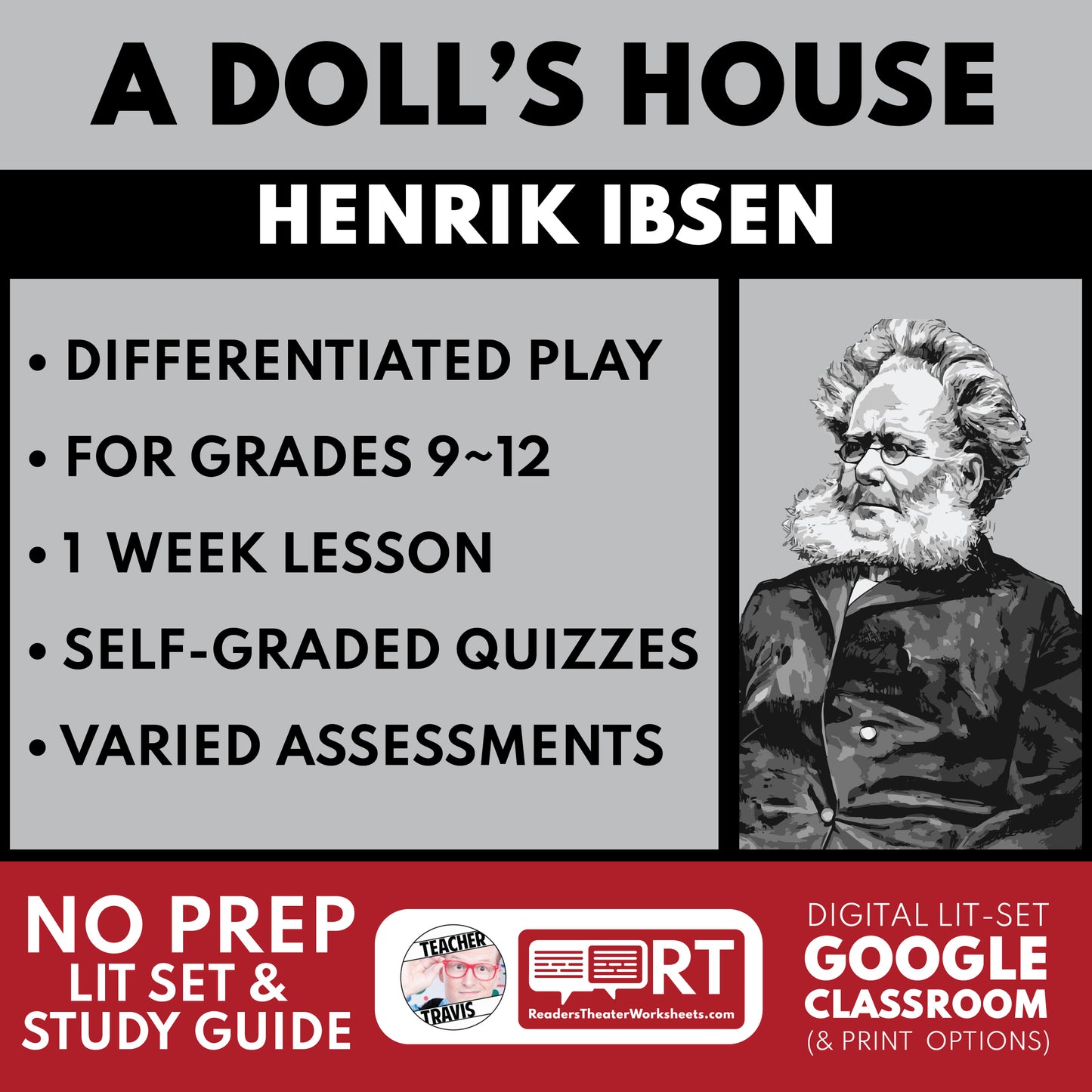 A Doll's House Differentiated Study Guide & Analysis | No Prep Plays | Ibsen cover image