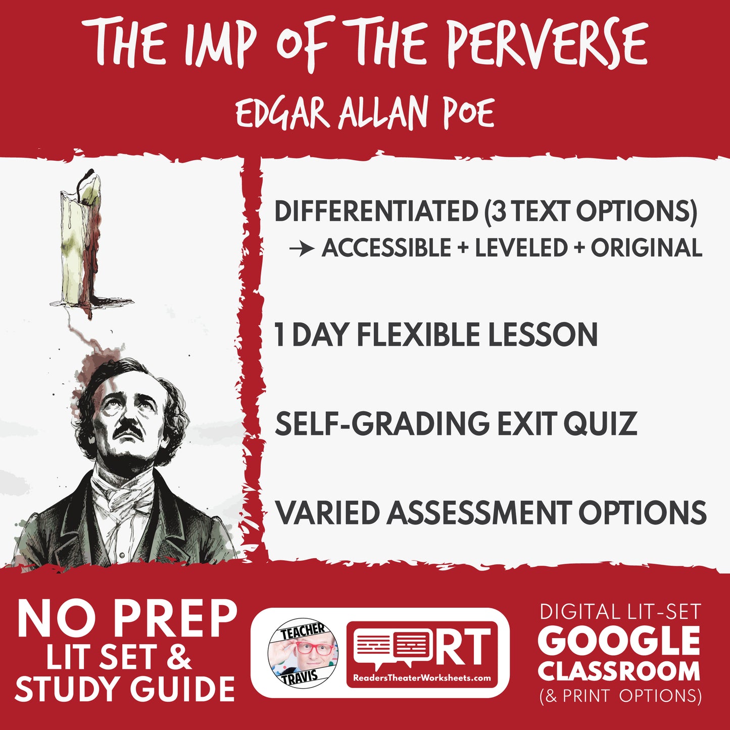 The Imp of the Perverse Differentiated Study Guide & Analysis Questions | No Prep | Edgar Allan Poe cover image