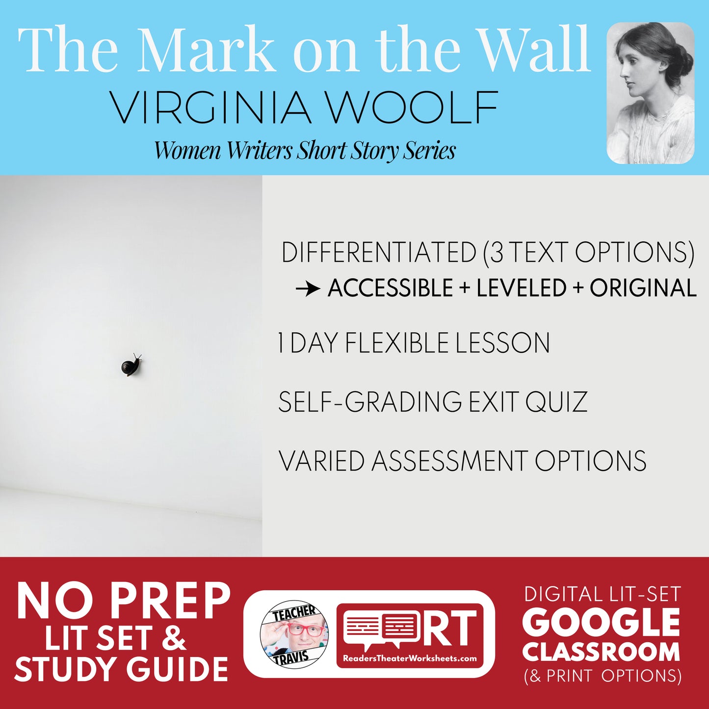 The Mark on the Wall Differentiated Study Guide & Analysis Questions | No Prep | Virginia Woolf cover image