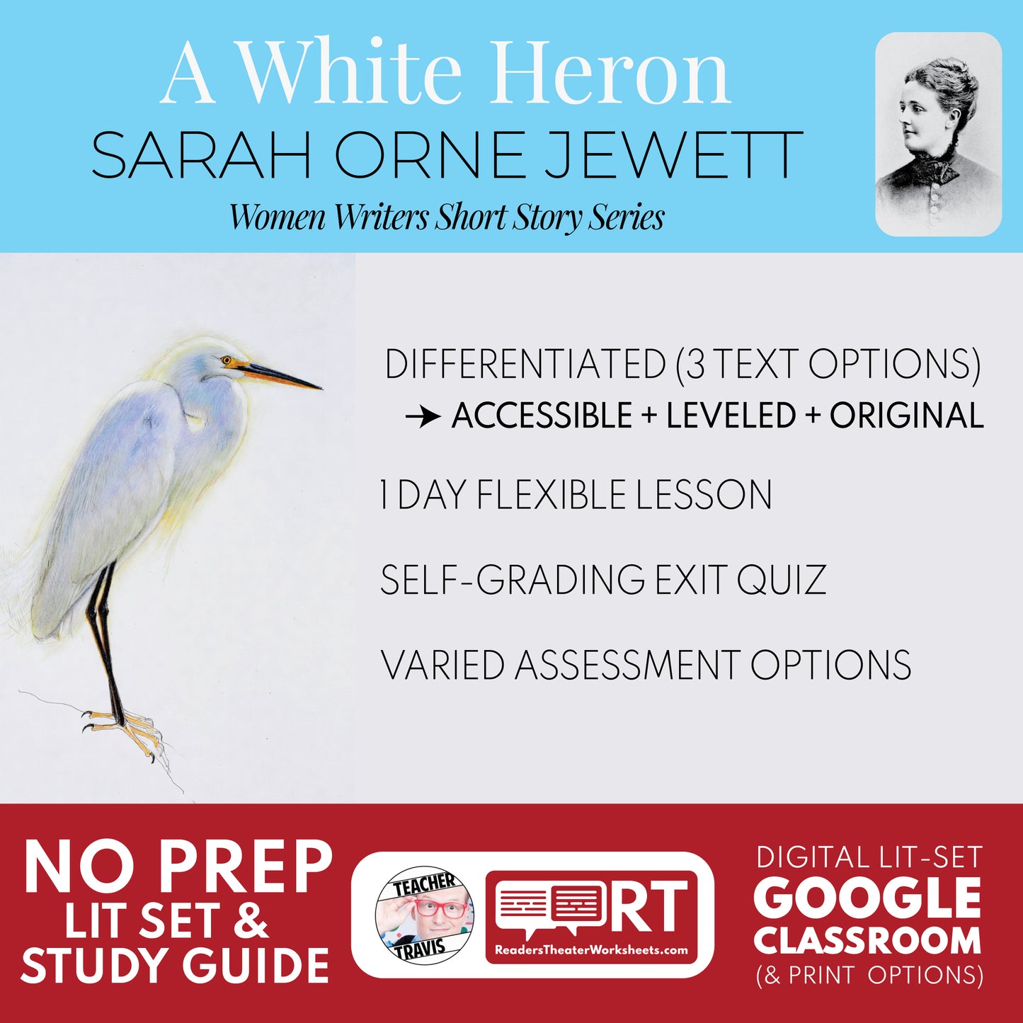 A White Heron Differentiated Study Guide & Analysis Questions | No Prep | Sarah Orne Jewett cover image