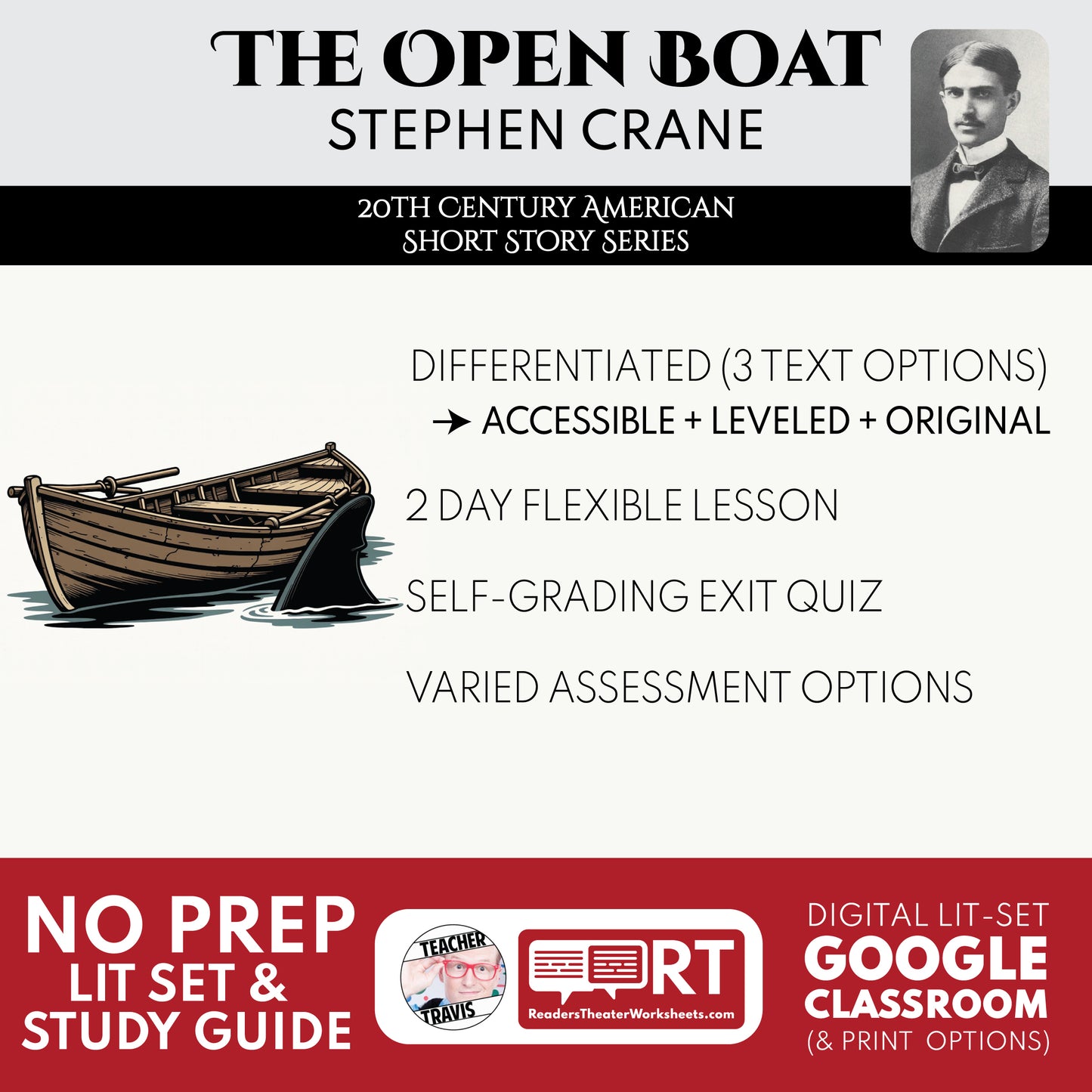 The Open Boat Differentiated Short Story Analysis for ELA Students | Stephen Crane cover image