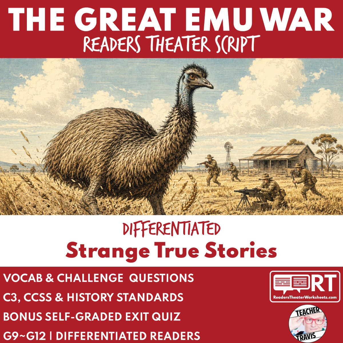 The Great Emu War | Reader's Theater Script & Mini Readers | Grades 9-12