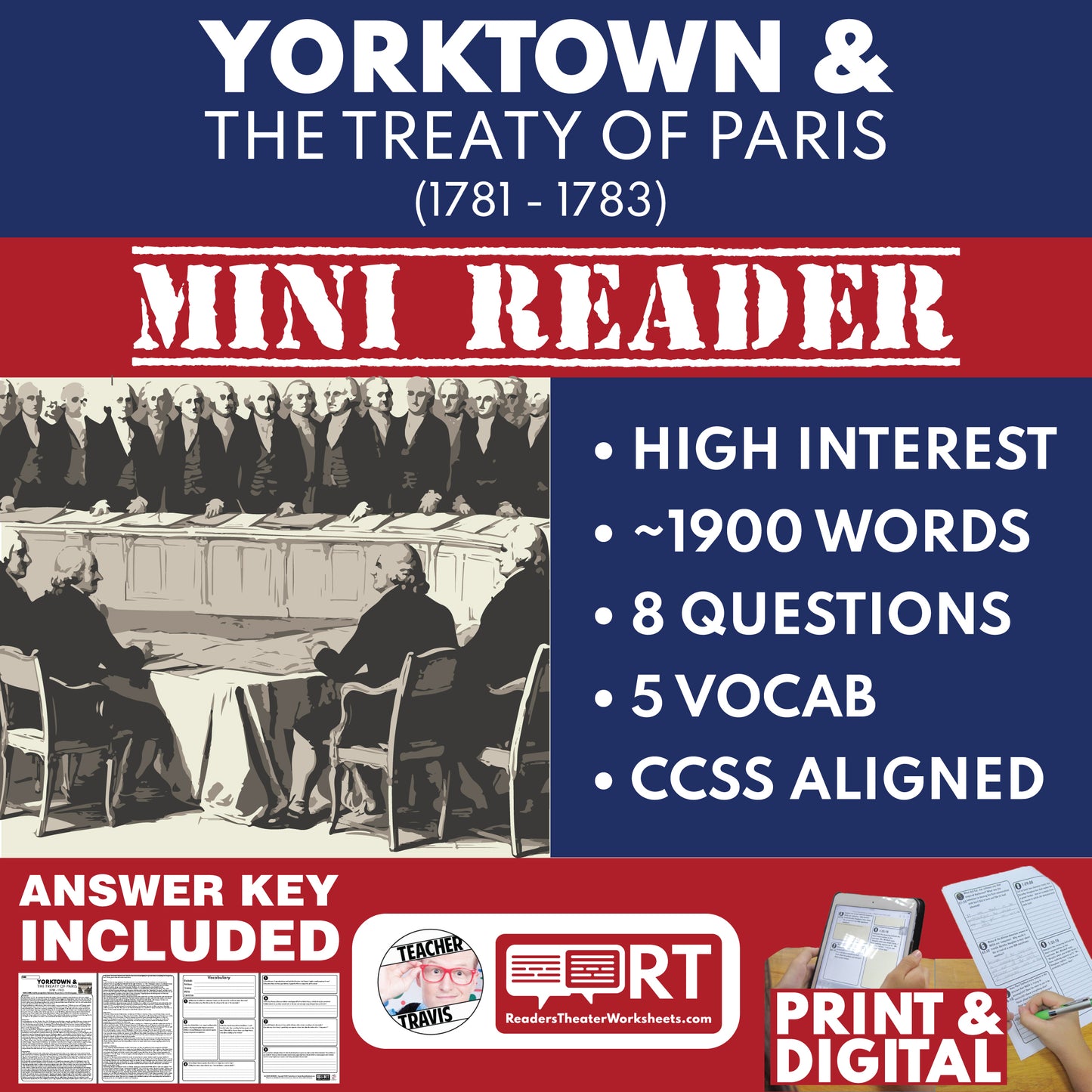 Yorktown and the Treaty of Paris U.S. History Mini Reader Lesson for Grade 5-8 cover image