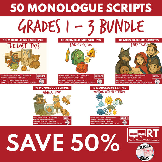 50 Interactive Monologue Scripts for Grades 1–3 to Improve Fluency