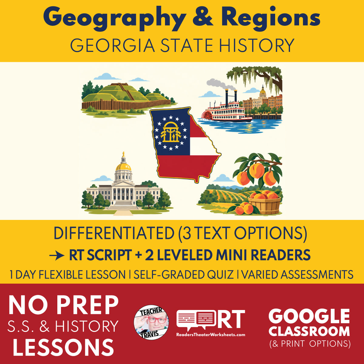Georgia State History | Georgia Geography and Regions RT Script & Mini Readers | Grades 3-5 FREE