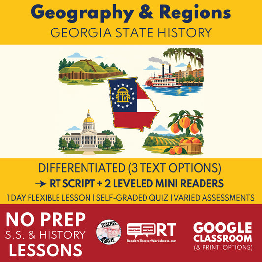 Georgia State History | Georgia Geography and Regions RT Script & Mini Readers | Grades 3-5 FREE