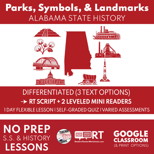 Alabama State History | Parks, Symbols, and Landmarks RT Script & Mini Readers | Grades 3-5