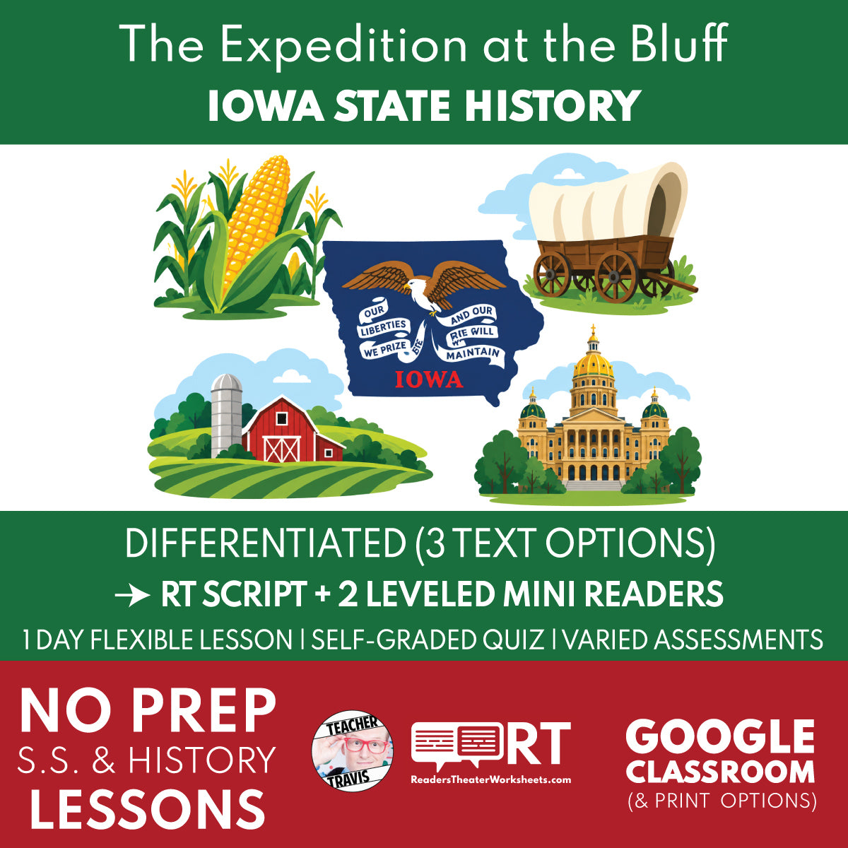 Iowa State History | The Expedition at the Bluff Reader's Theater + Mini Readers | Grade 4